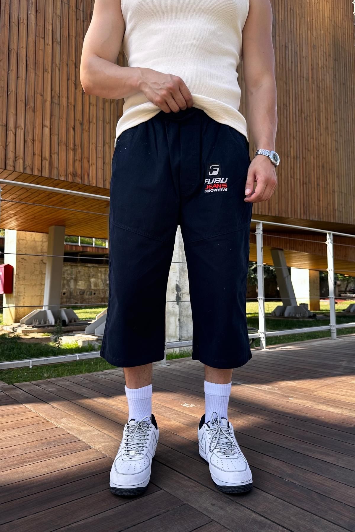Fubu Lacivert Gabardin Kapri Pantolon P966