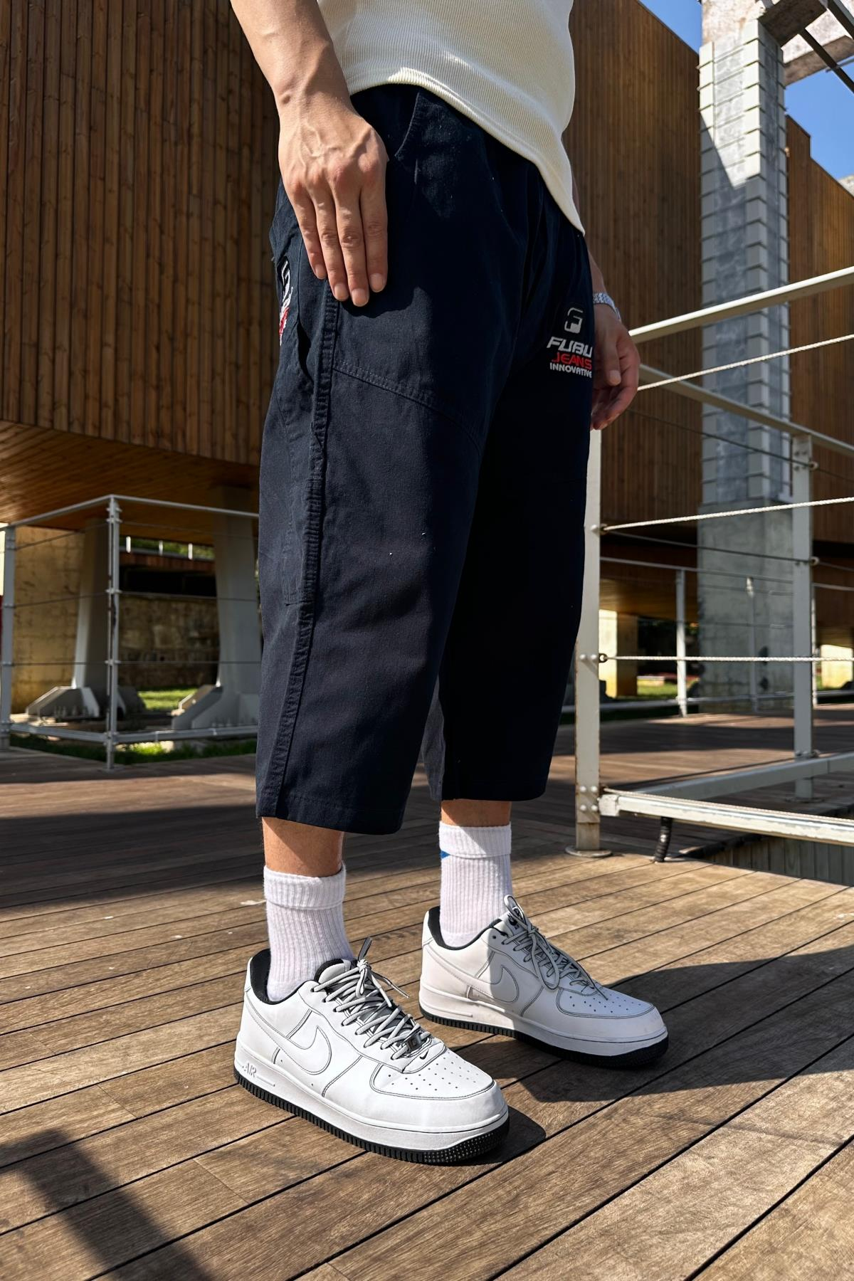 Fubu Lacivert Gabardin Kapri Pantolon P966