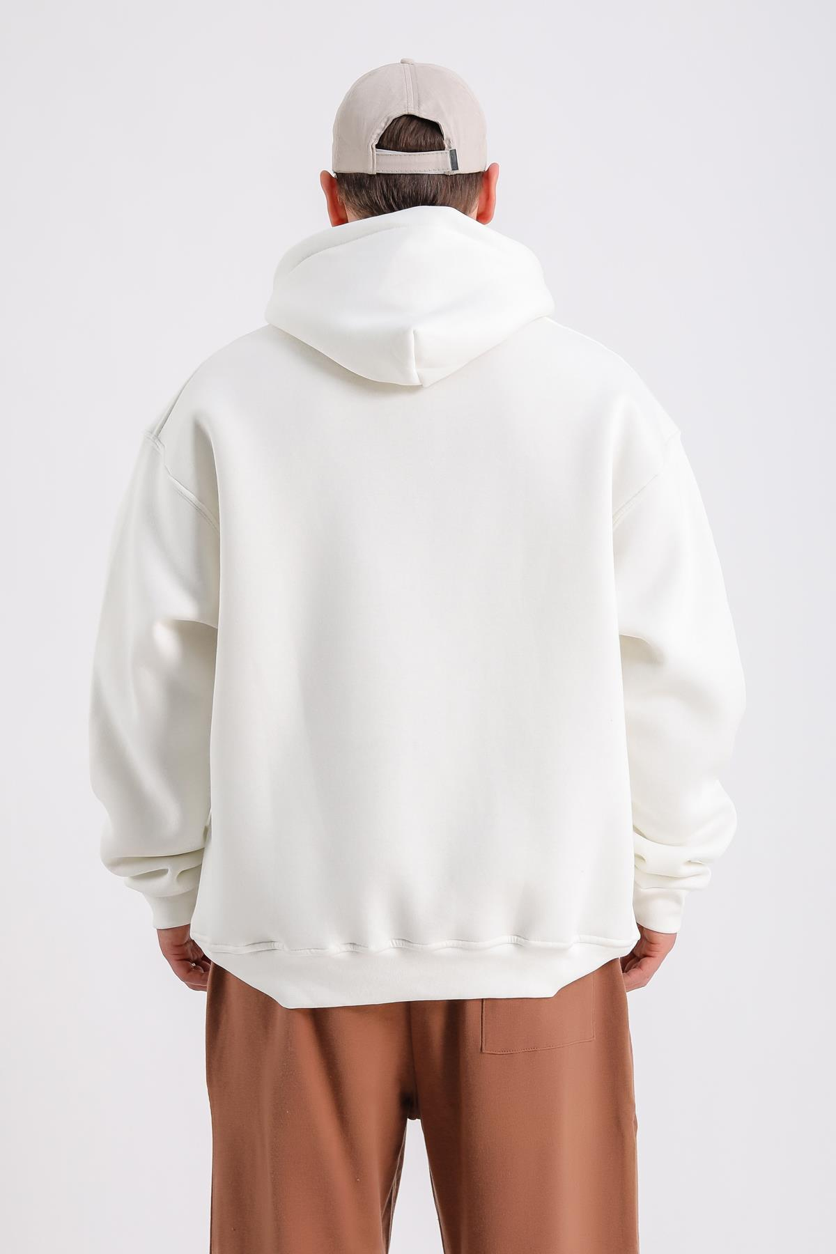 Fuckin Rv Baskılı Krem Oversize Sweatshirt SW1223