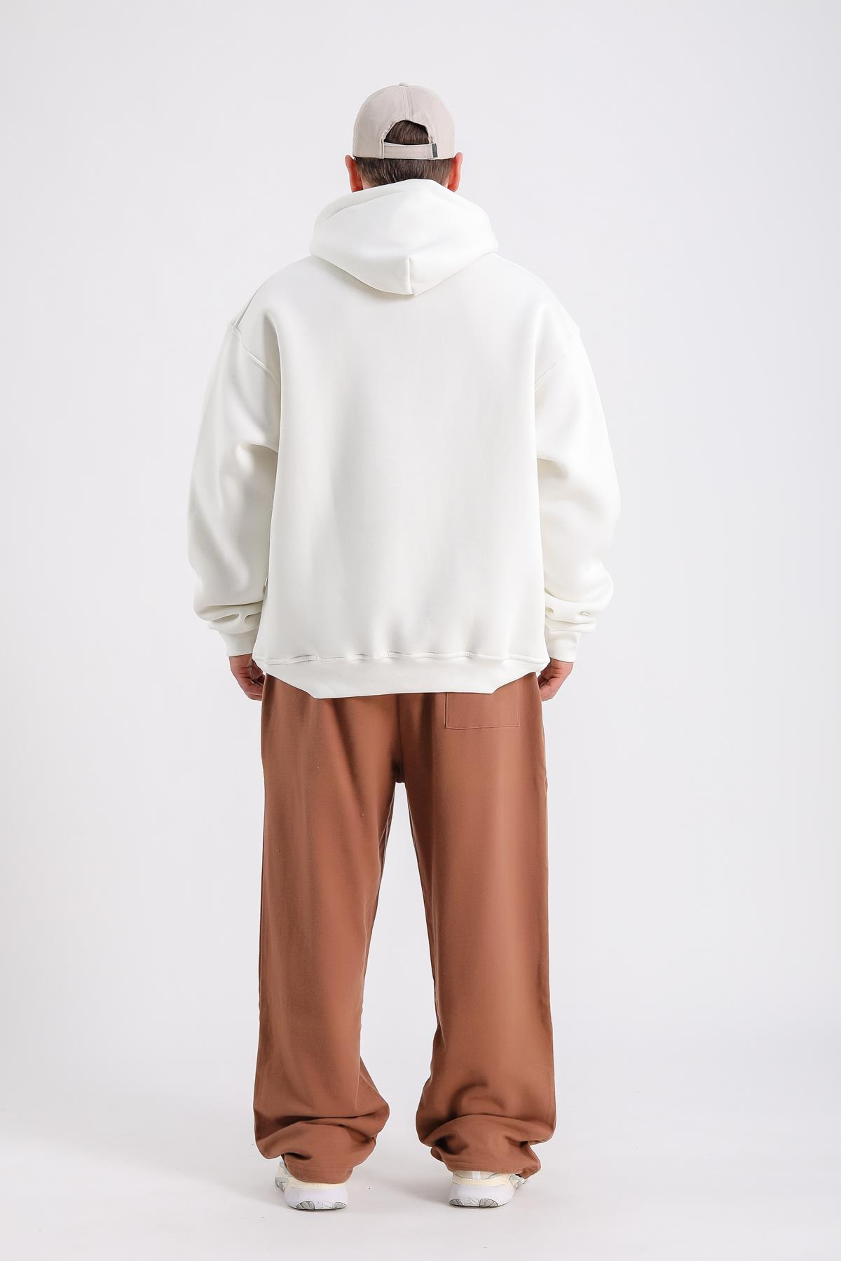 Fuckin Rv Baskılı Krem Oversize Sweatshirt SW1223