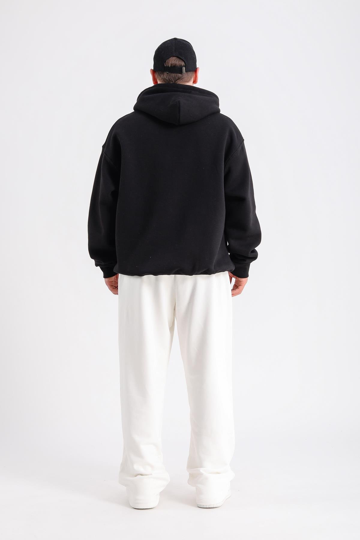 Fuckin Rv Baskılı Siyah Oversize Sweatshirt SW1224