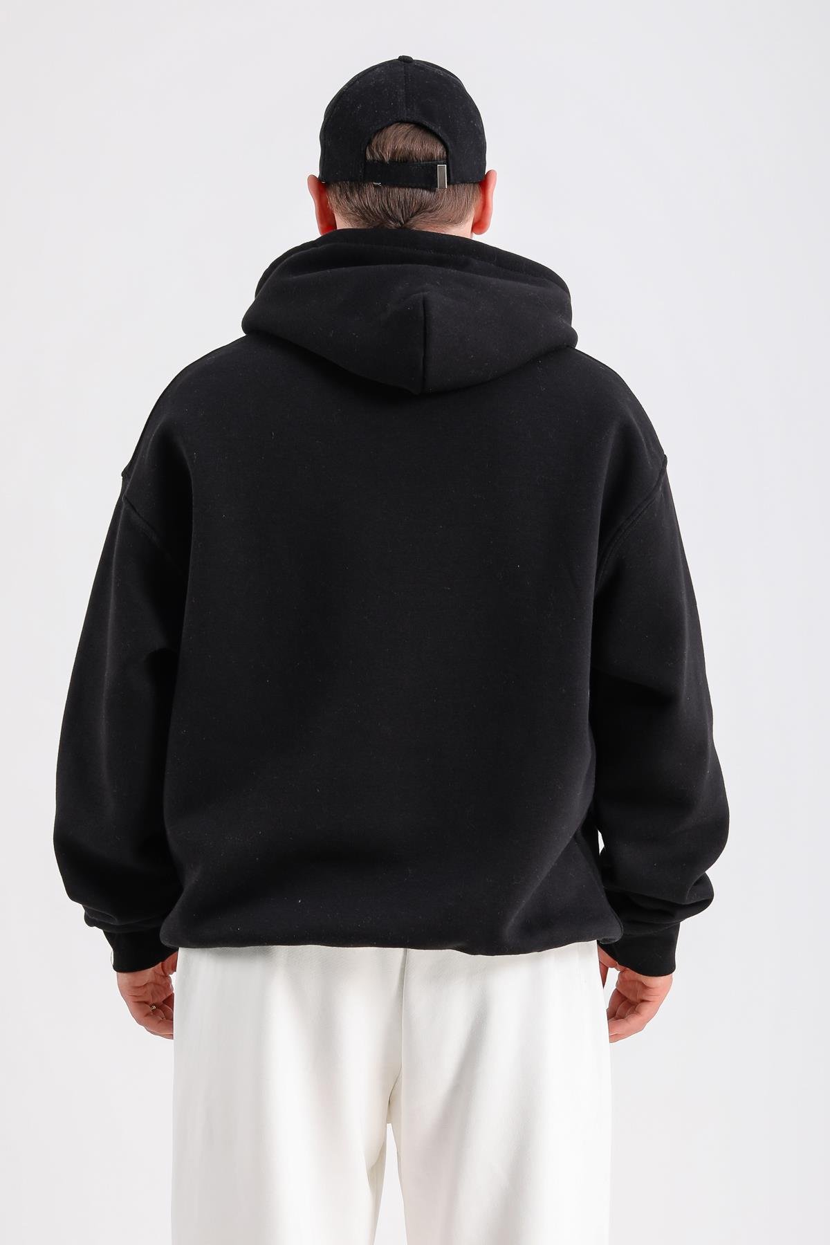 Fuckin Rv Baskılı Siyah Oversize Sweatshirt SW1224