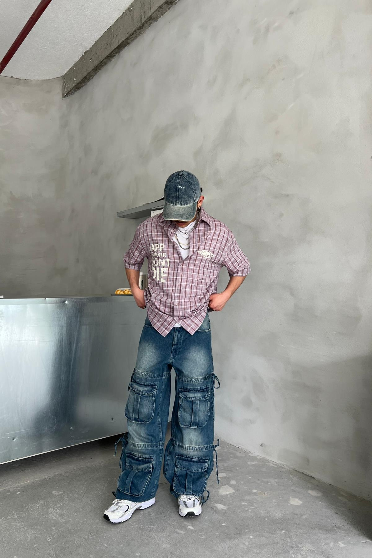 Full Cep Detaylı Eskitme Jean Pantolon