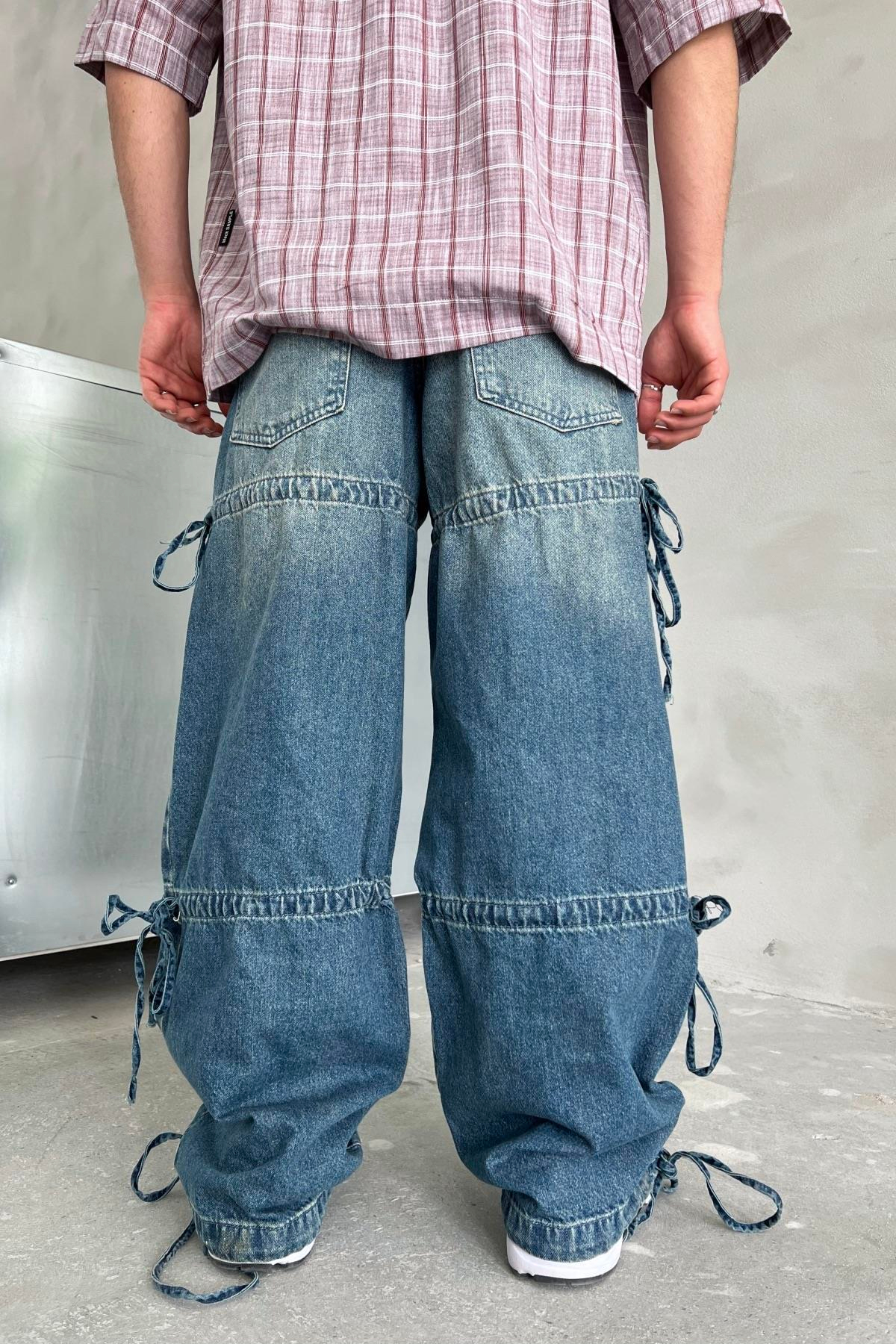 Full Cep Detaylı Eskitme Jean Pantolon