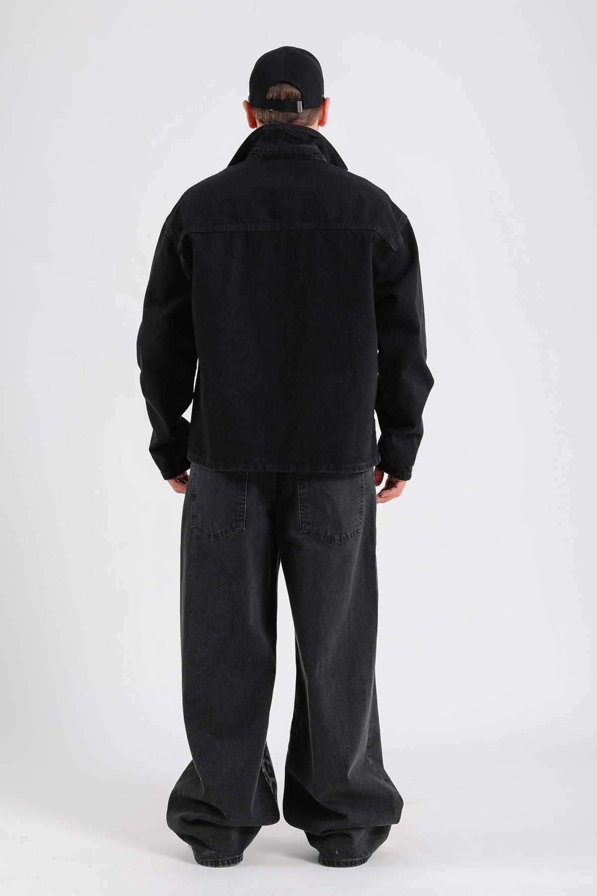 Füme Jean Kumaş Oversize Gömlek G146