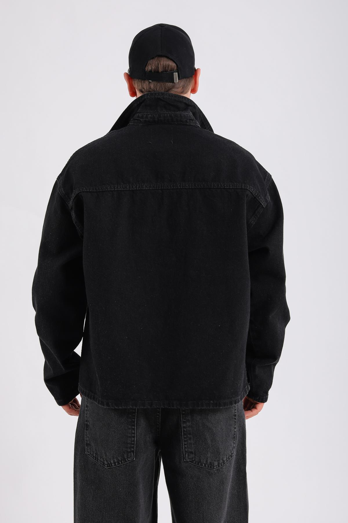 Füme Jean Kumaş Oversize Gömlek G146