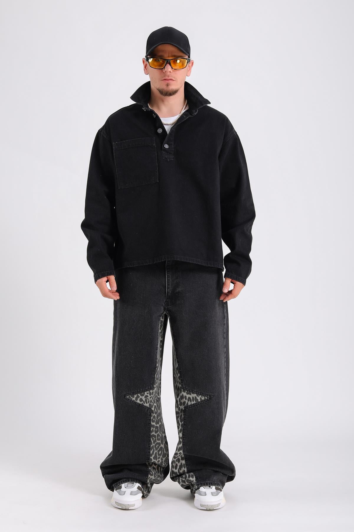 Füme Jean Kumaş Oversize Gömlek G146