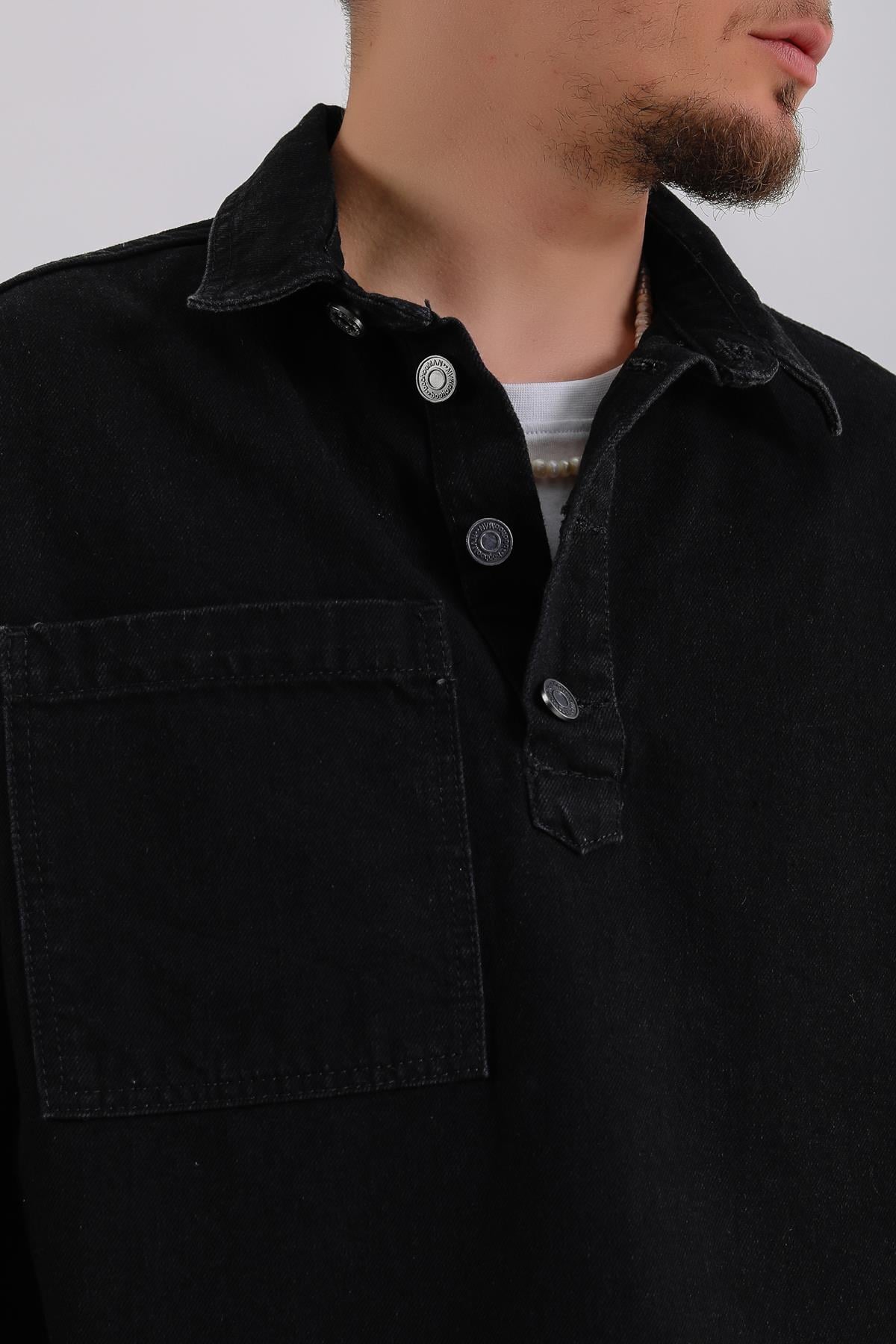 Füme Jean Kumaş Oversize Gömlek G146