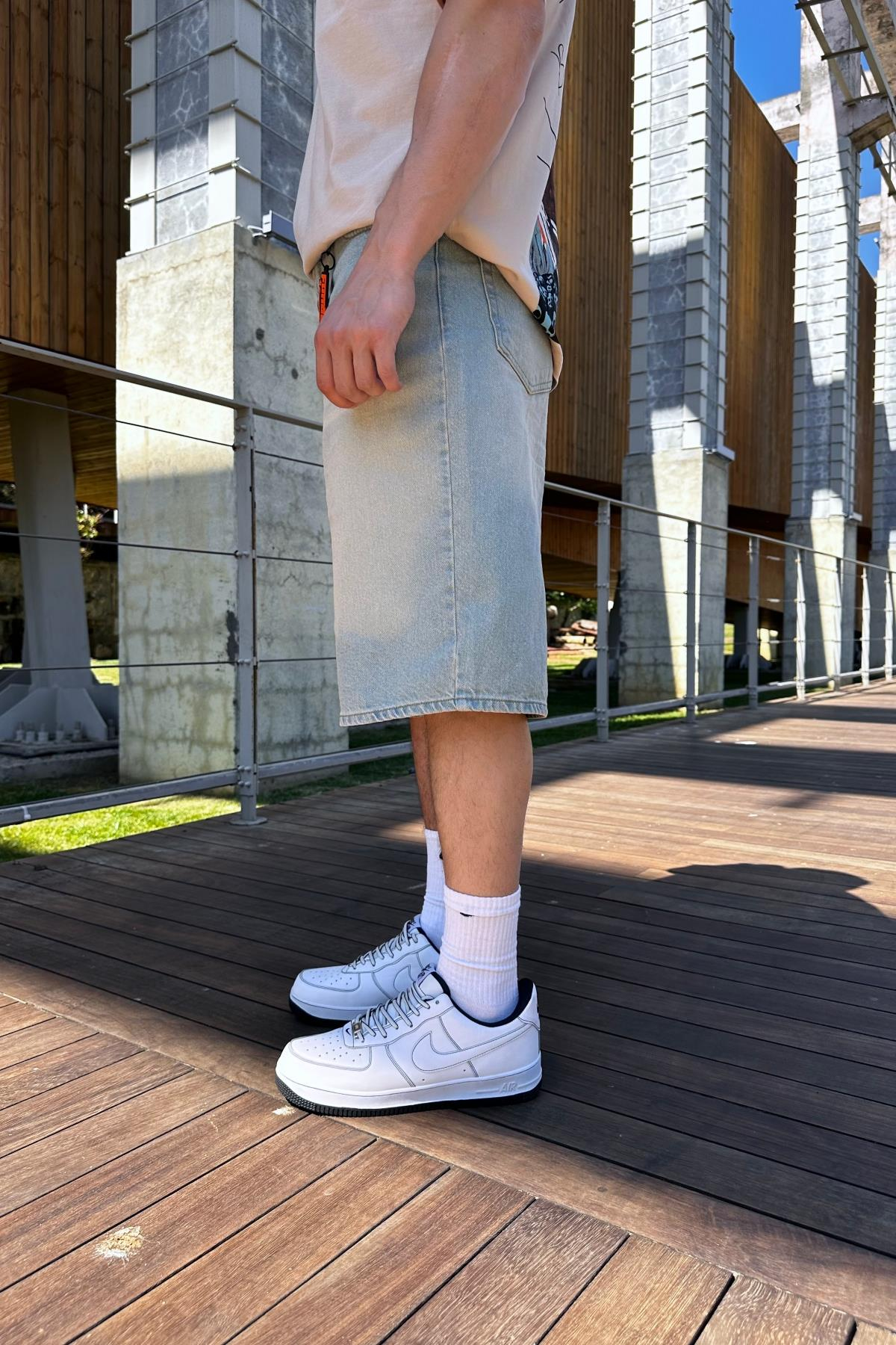 Fundayz Acid Wash Açık Mavi Jean Şort S254