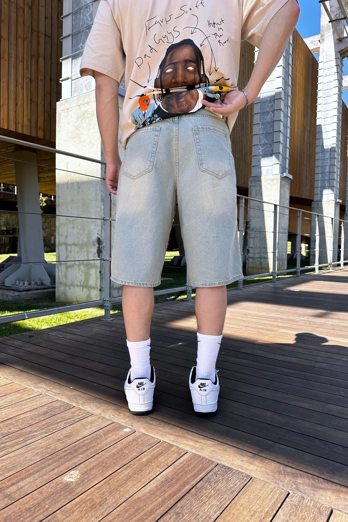 Fundayz Acid Wash Açık Mavi Jean Şort S254