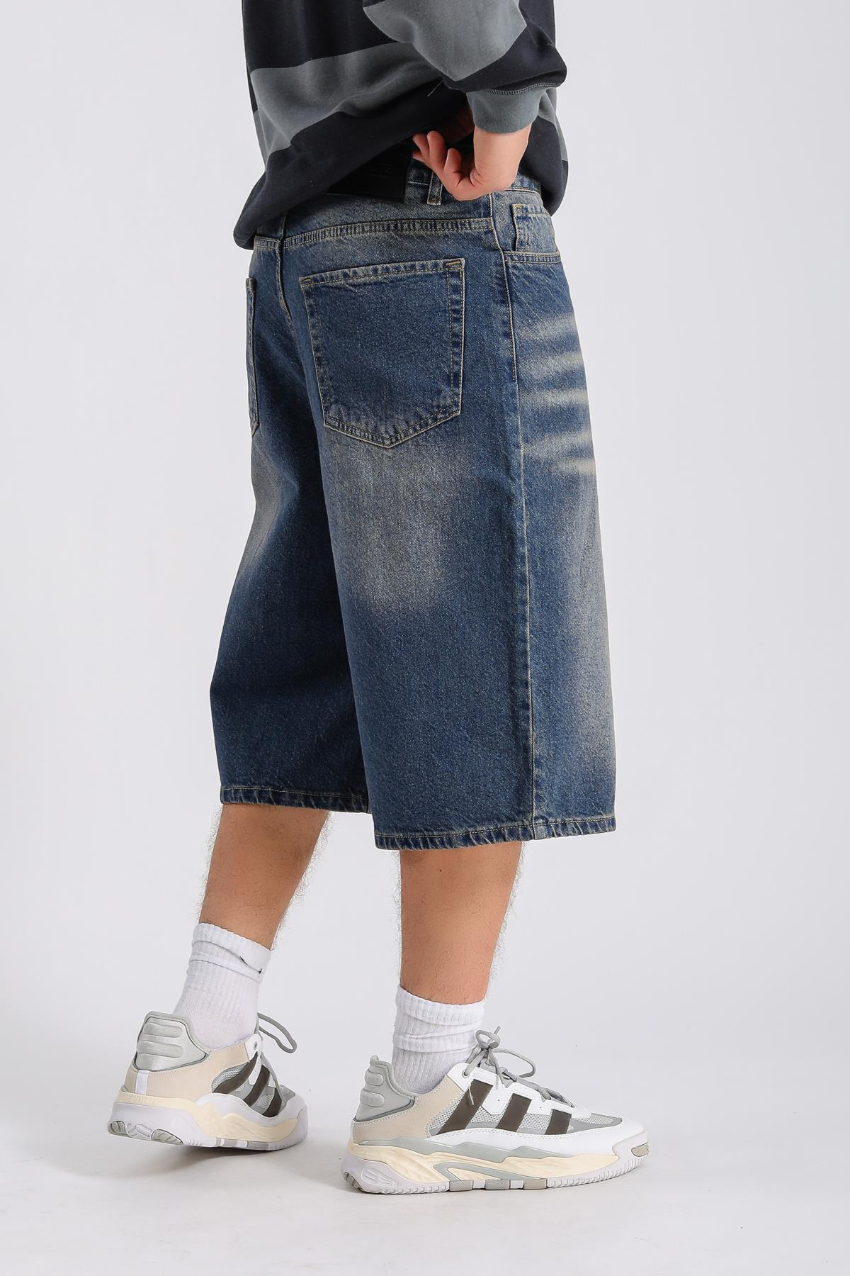Fundayz Acid Wash Mavi Eskitme Jean Şort S262