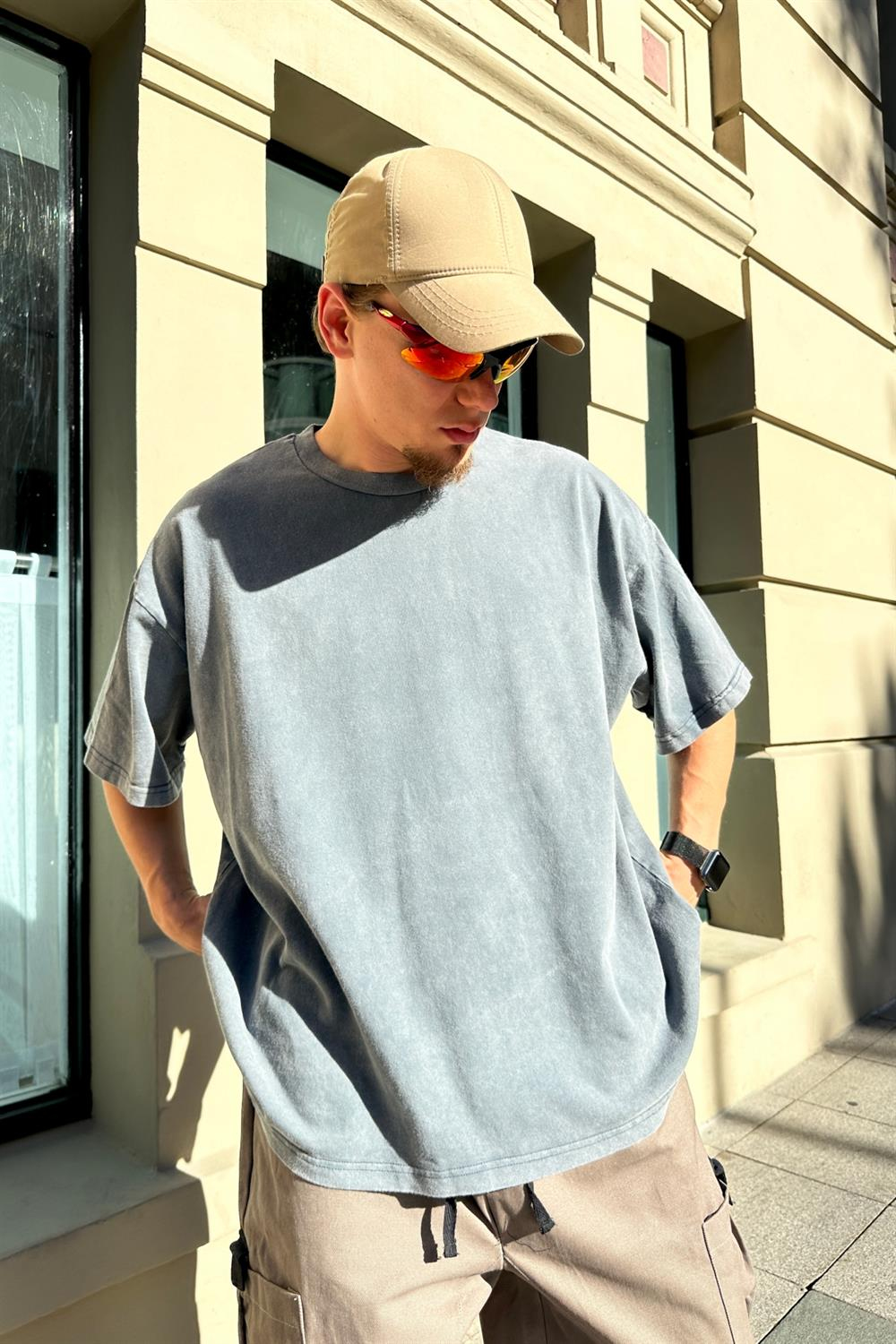 Fundayz Acid Wash Mavi Oversize Tshirt T828