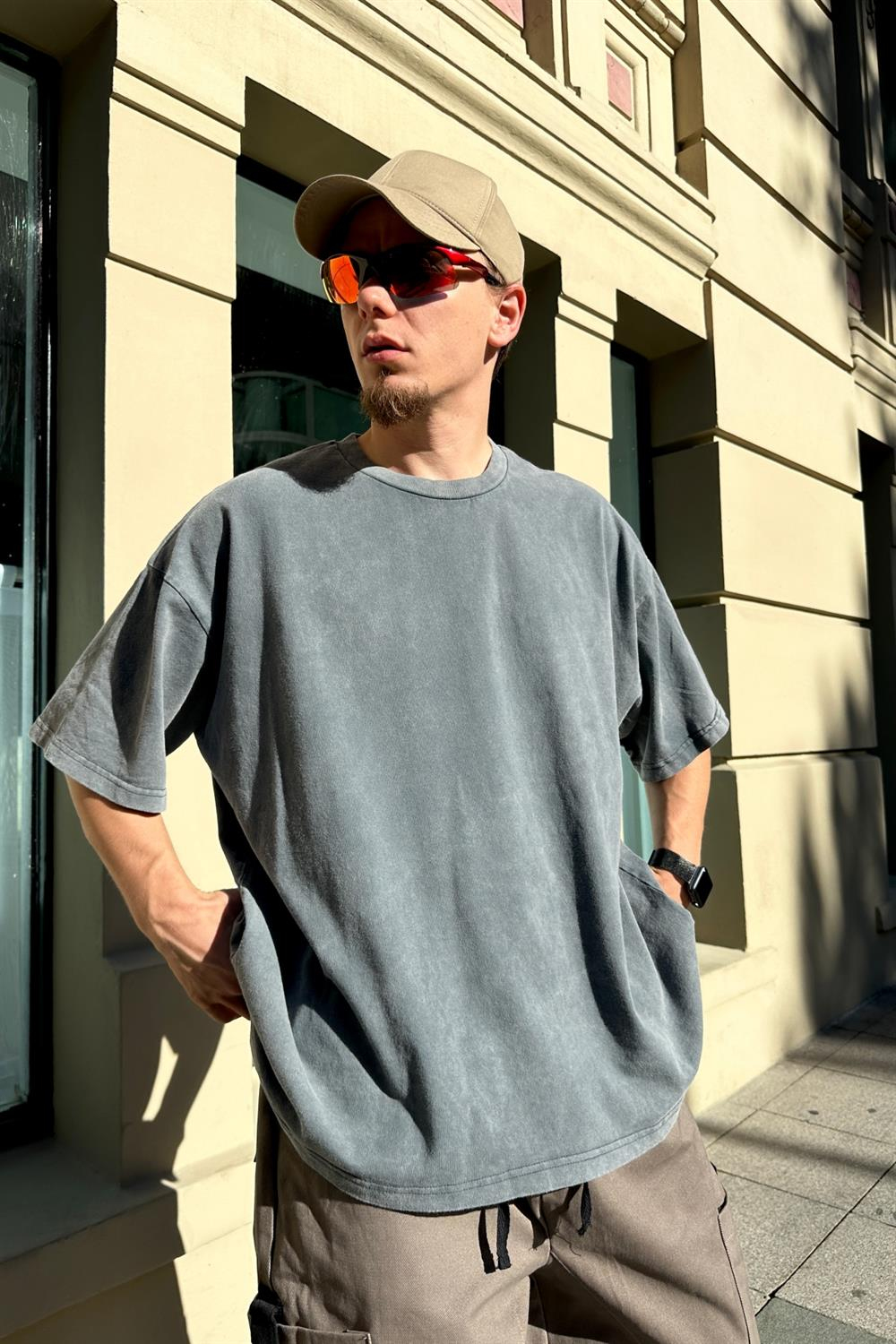 Fundayz Acid Wash Mavi Oversize Tshirt T828