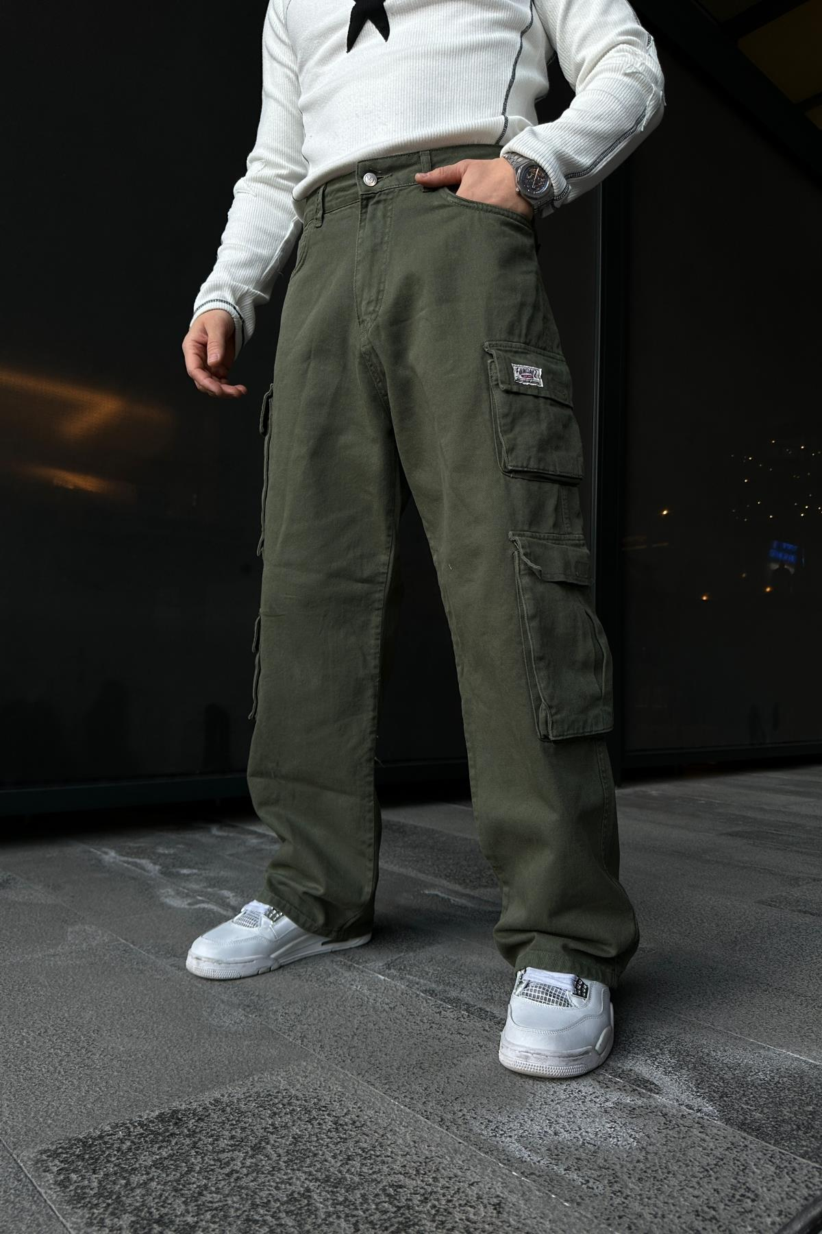 Fundayz Çift Cepli Haki Baggy Pantolon P853
