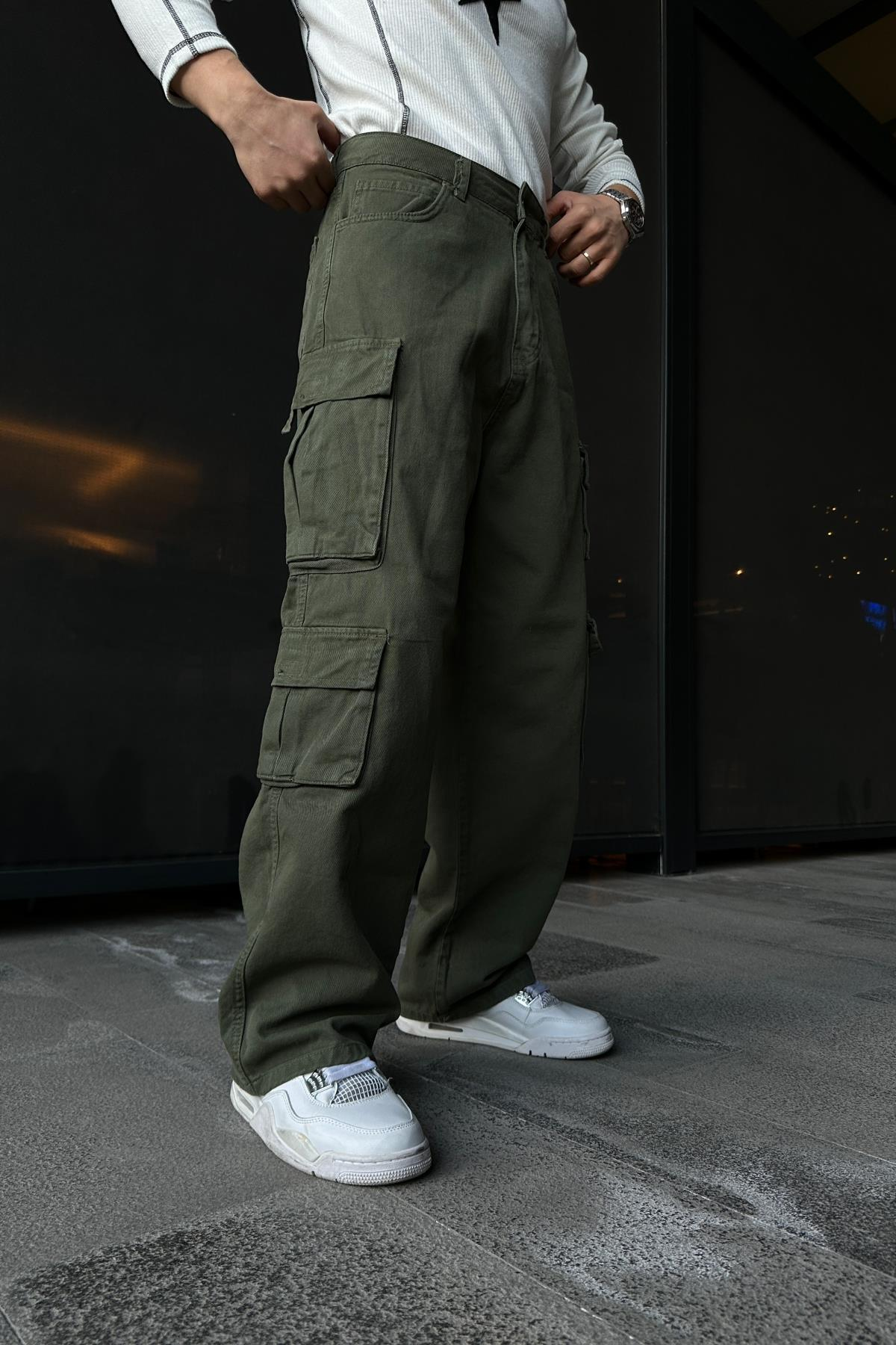 Fundayz Çift Cepli Haki Baggy Pantolon P853