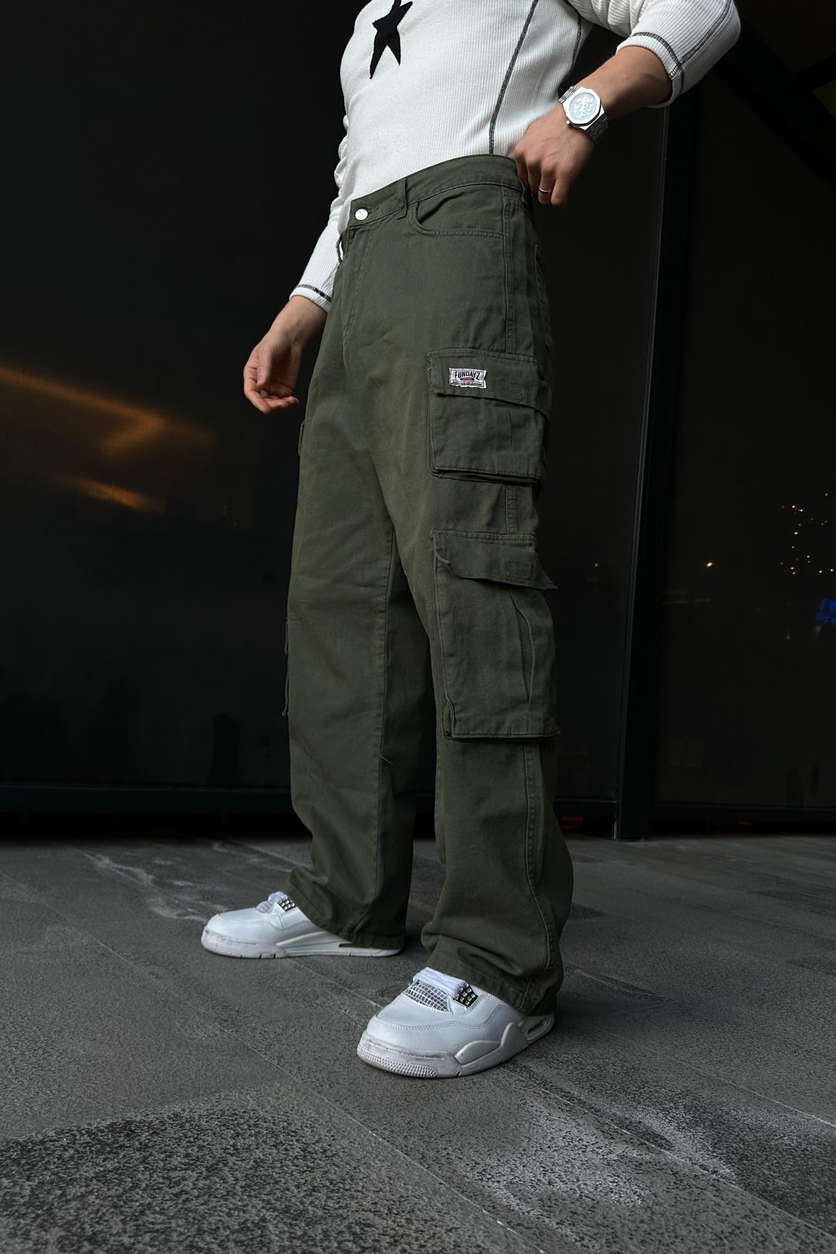 Fundayz Çift Cepli Haki Baggy Pantolon P853