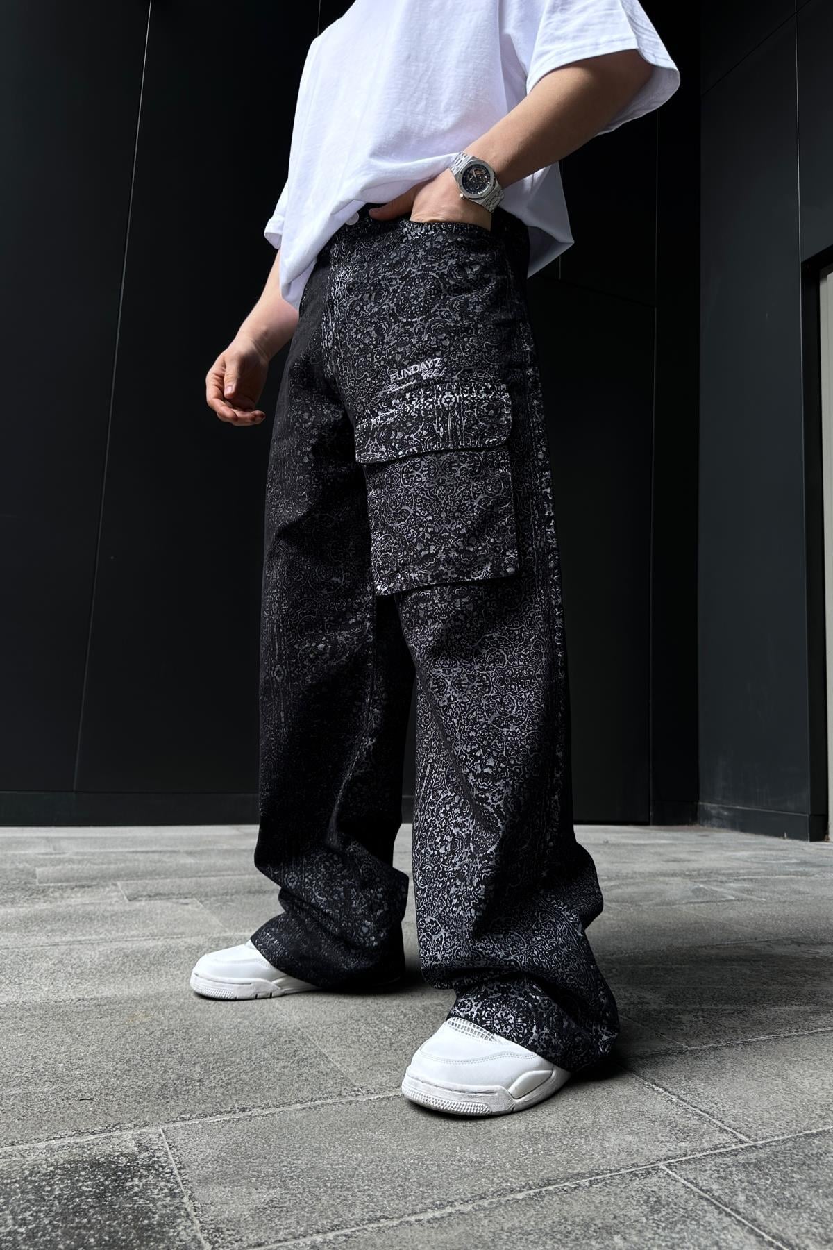Fundayz Etnik Desen Baggy Jean Pantolon P874