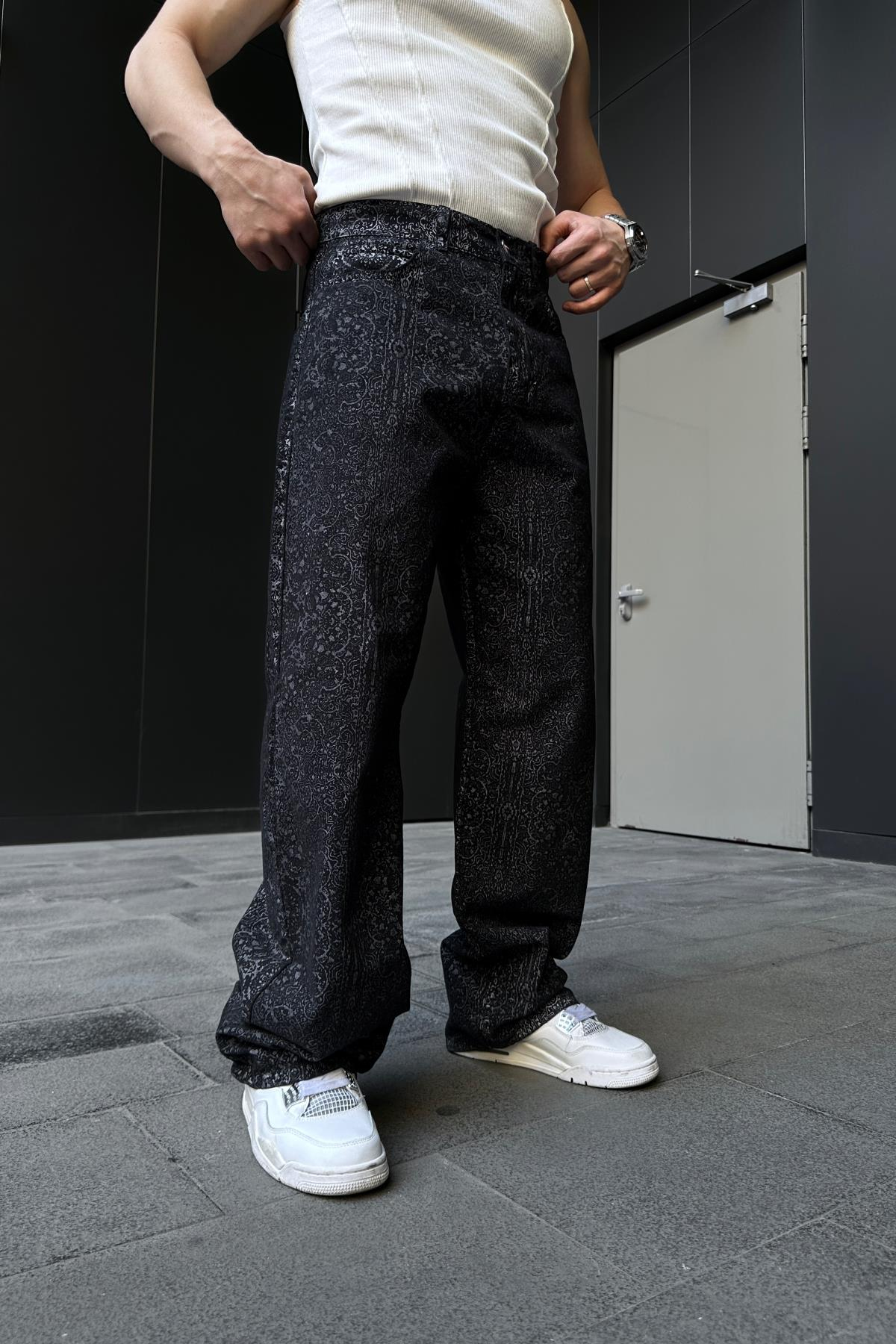 Fundayz Etnik Desen Baggy Jean Pantolon P885