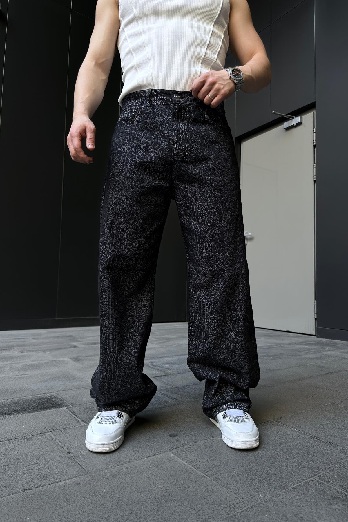 Fundayz Etnik Desen Baggy Jean Pantolon P885