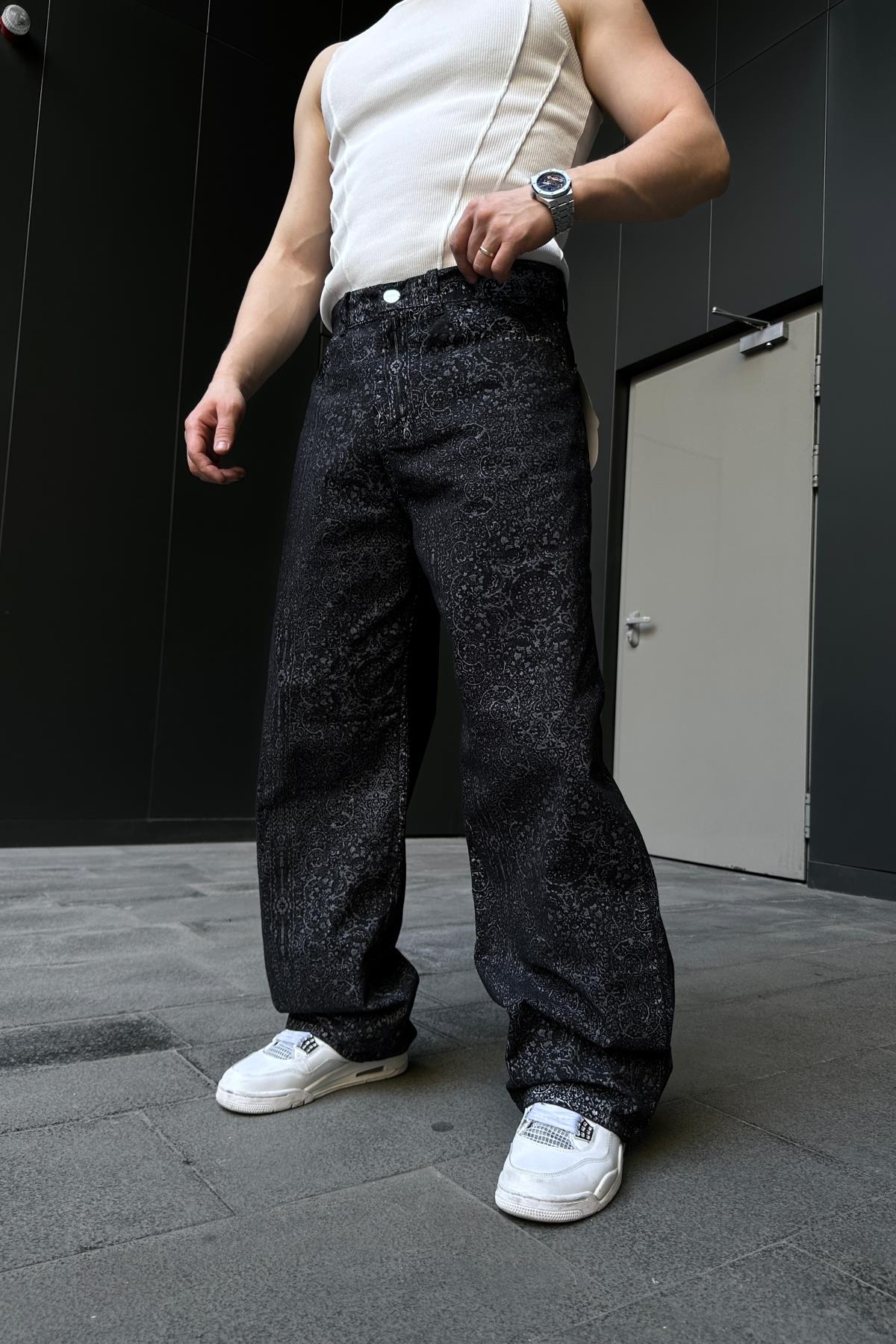 Fundayz Etnik Desen Baggy Jean Pantolon P885
