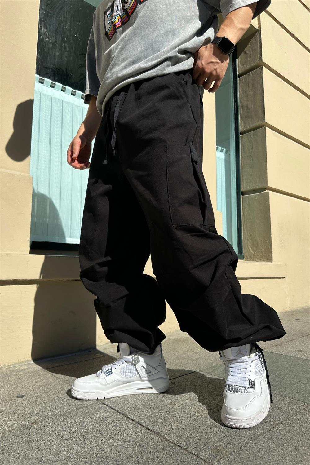 Fundayz Gabardin Siyah Combat Pantolon P699
