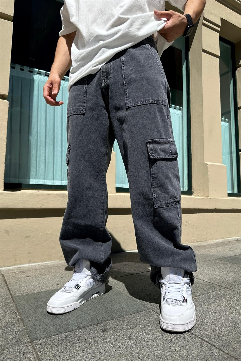 Fundayz Gri Baggy Jean Pantolon P696