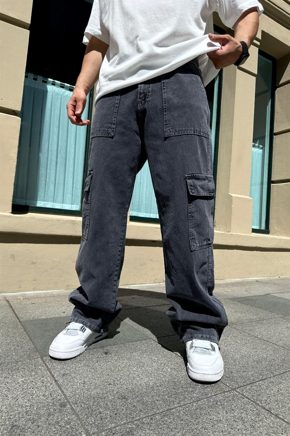 Fundayz Gri Baggy Jean Pantolon P696