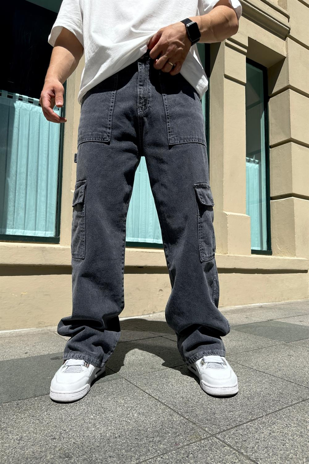 Fundayz Gri Baggy Jean Pantolon P696