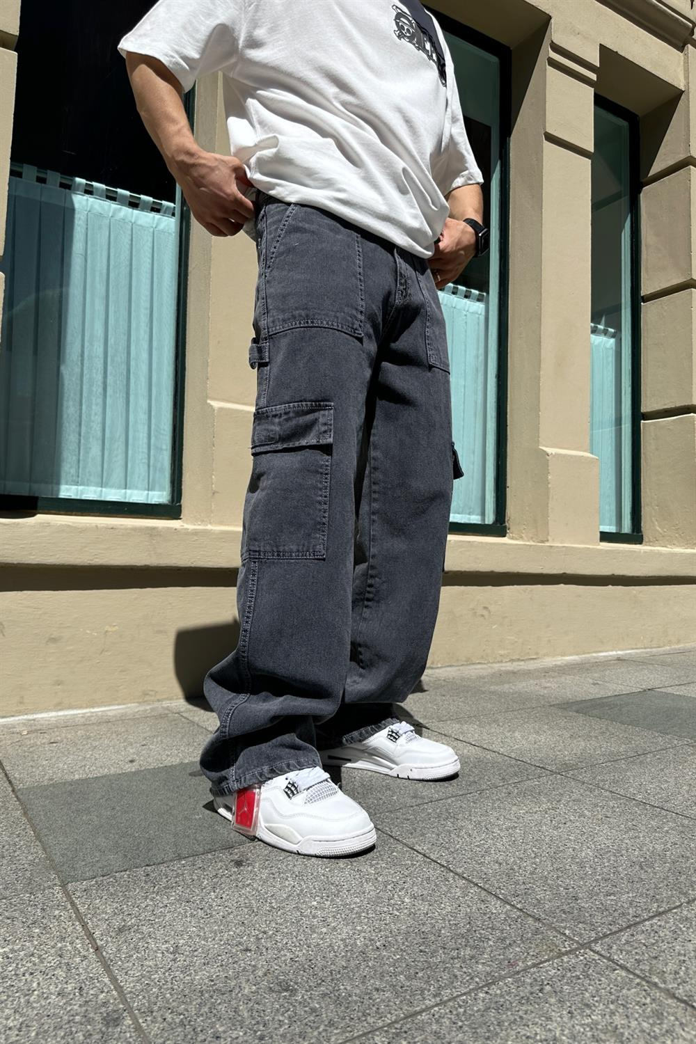 Fundayz Gri Baggy Jean Pantolon P696