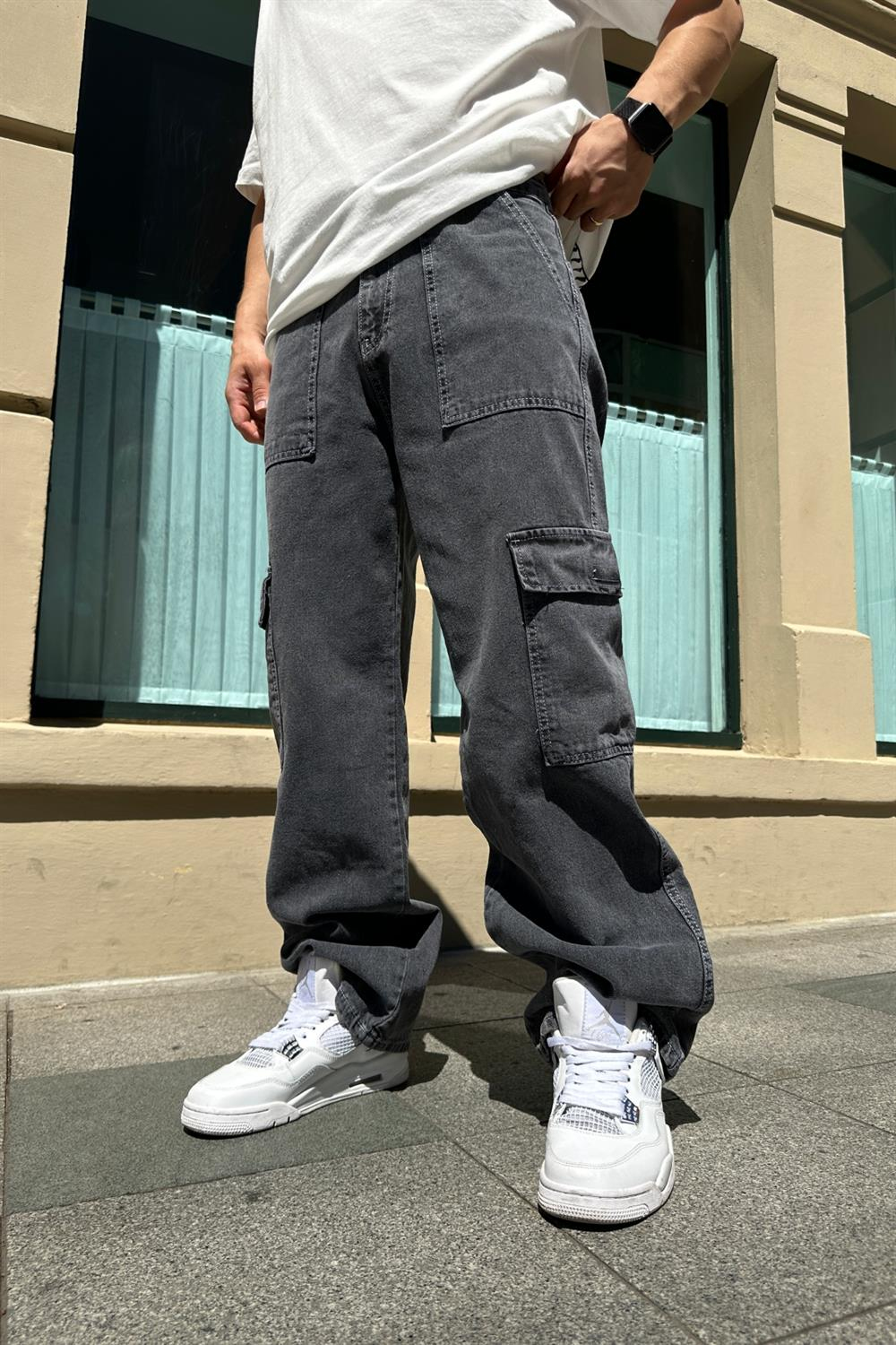 Fundayz Gri Baggy Jean Pantolon P696