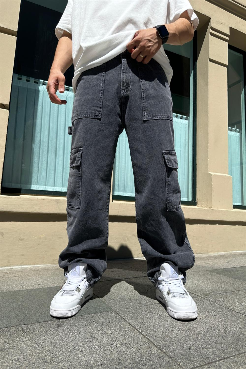 Fundayz Gri Baggy Jean Pantolon P696