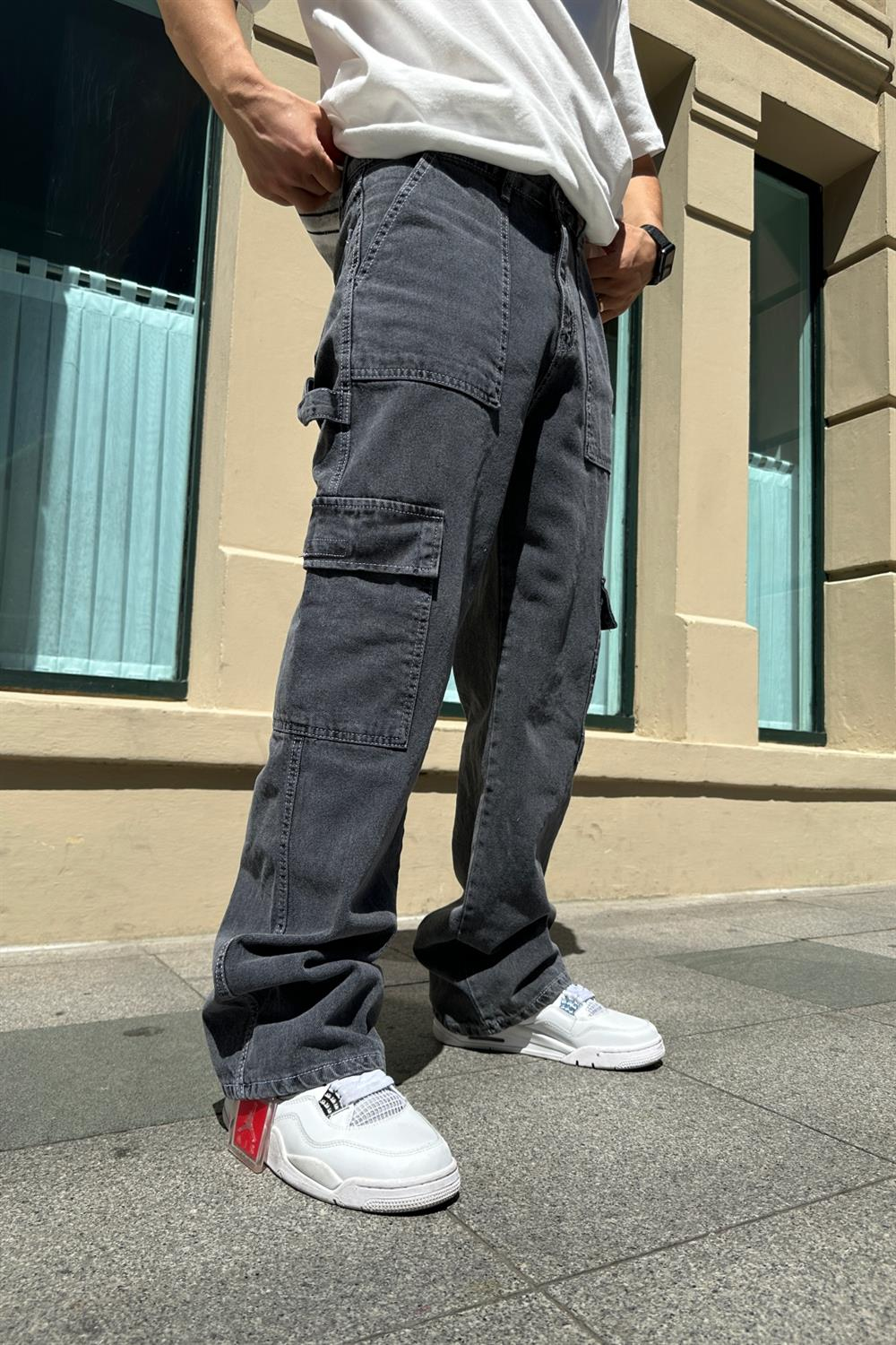 Fundayz Gri Baggy Jean Pantolon P696
