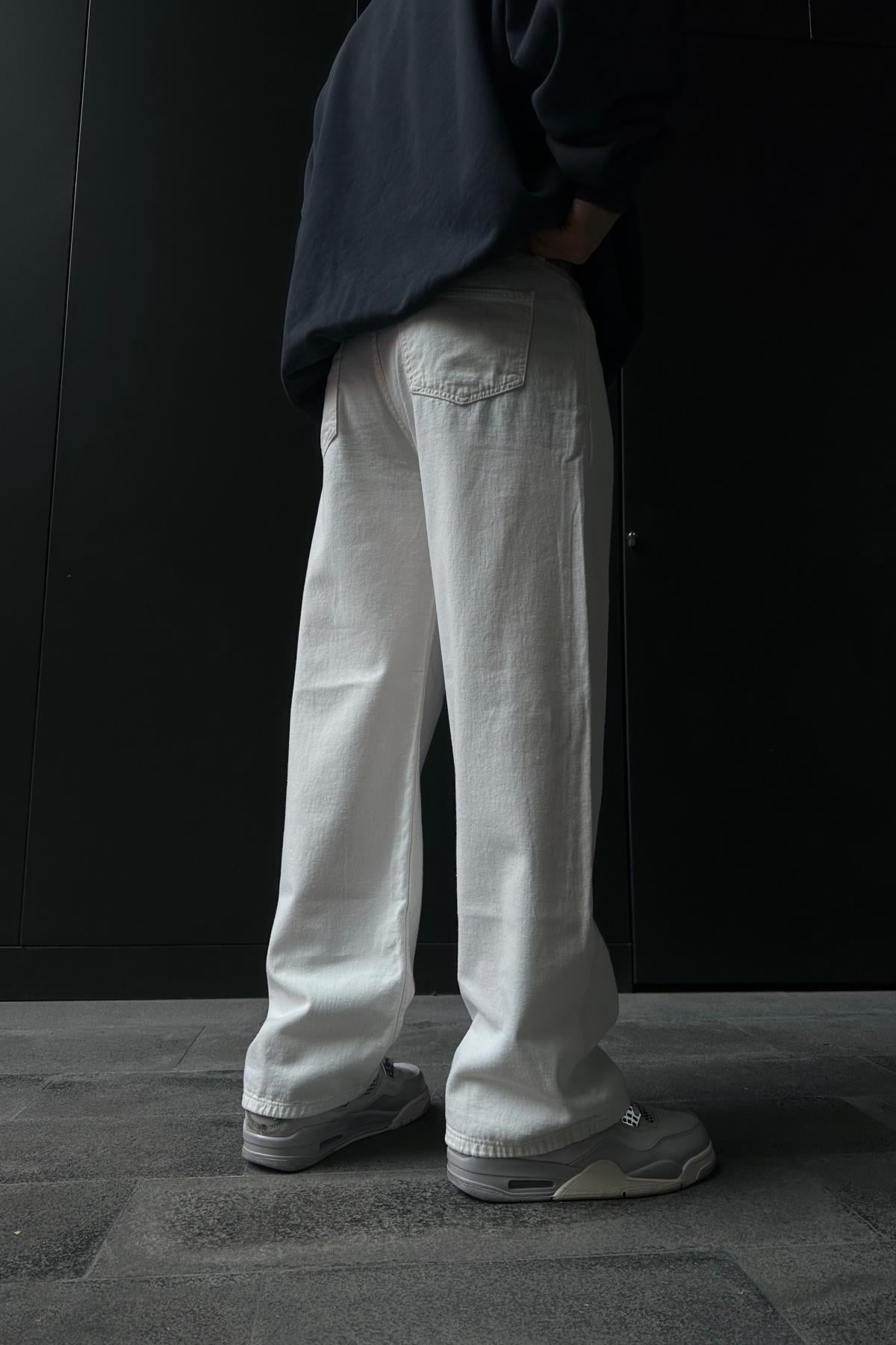 Fundayz İnce Tiftik Kumaş Beyaz Baggy Jean Pantolon P844