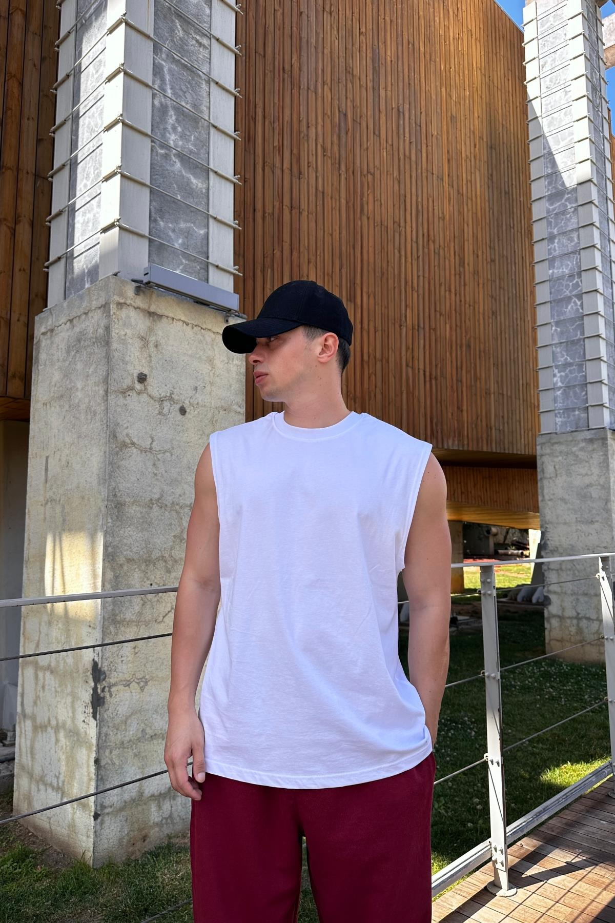 Fundayz Kolsuz Beyaz Basic Oversize Tshirt T1127