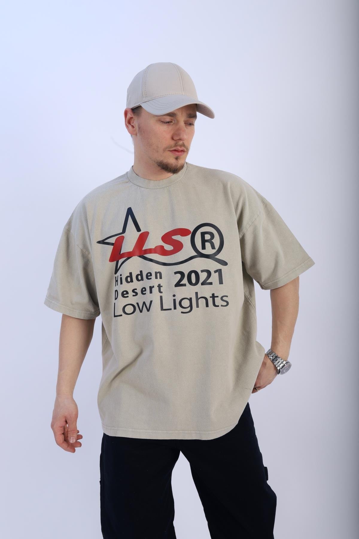Fundayz LLS Acid Wash Bej Oversize Tshirt T935
