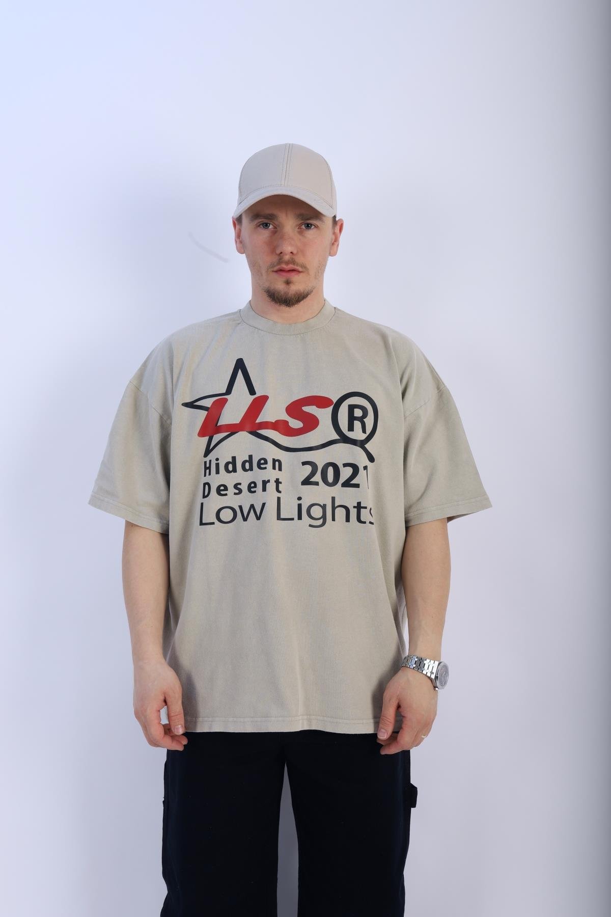 Fundayz LLS Acid Wash Bej Oversize Tshirt T935