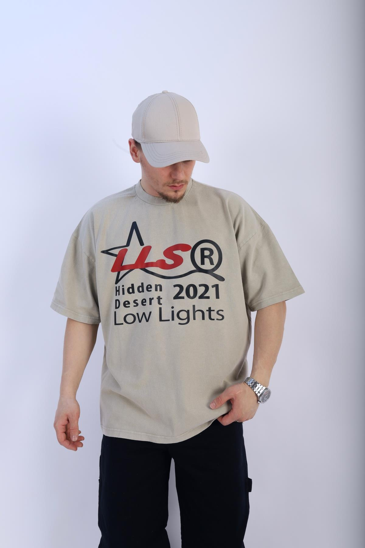 Fundayz LLS Acid Wash Bej Oversize Tshirt T935