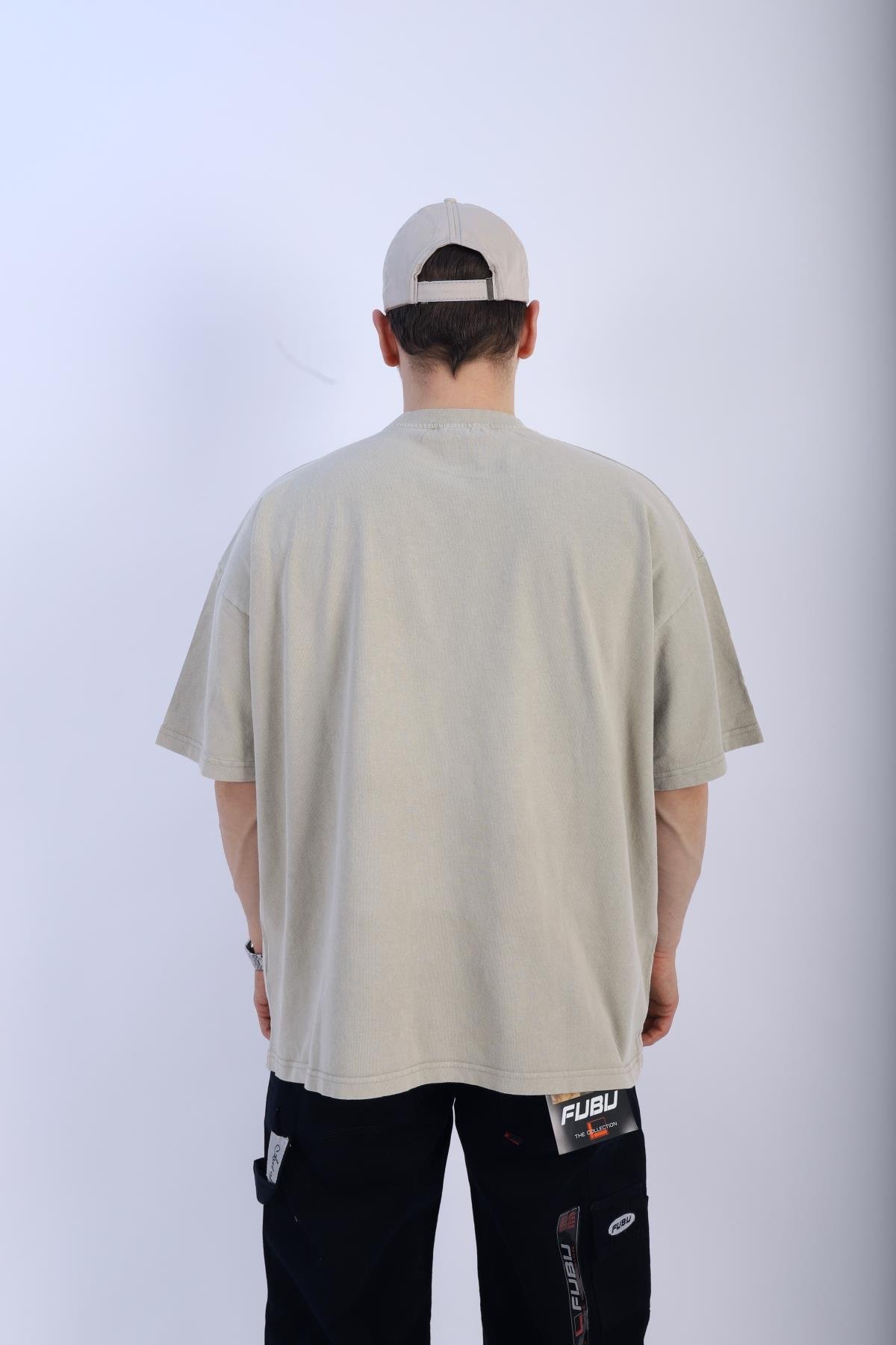 Fundayz LLS Acid Wash Bej Oversize Tshirt T935