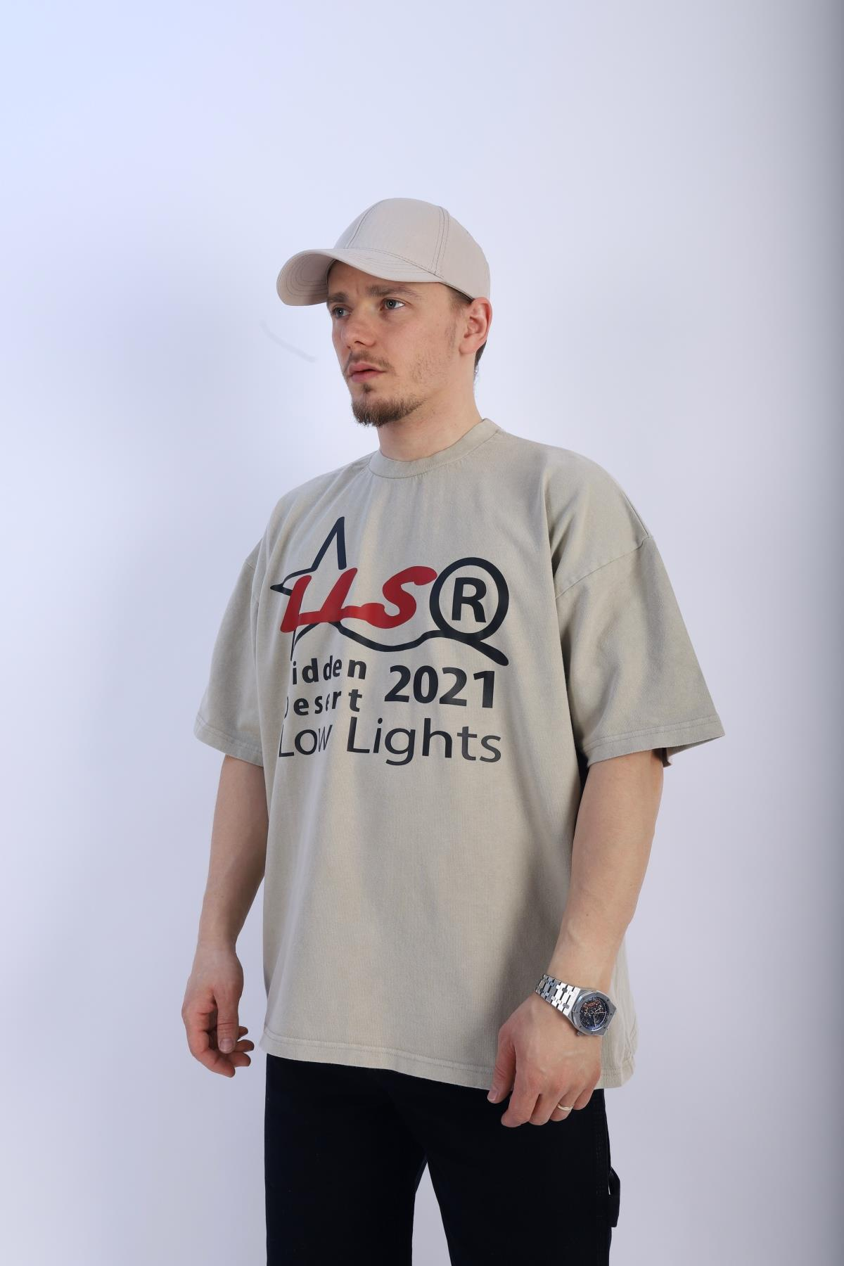Fundayz LLS Acid Wash Bej Oversize Tshirt T935