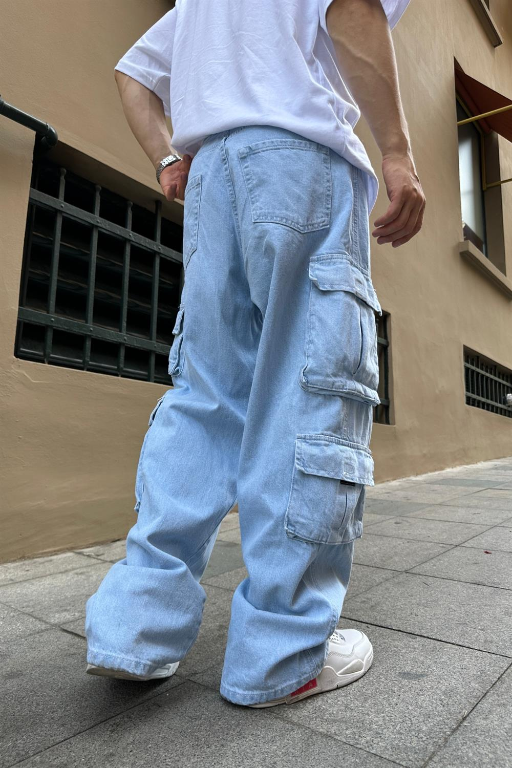 Fundayz Mavi Baggy Kargo Jean Pantolon P741