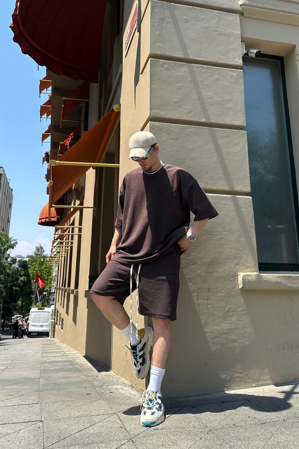 Fundayz Premium Reverse Kahve Oversize Takım TKM130