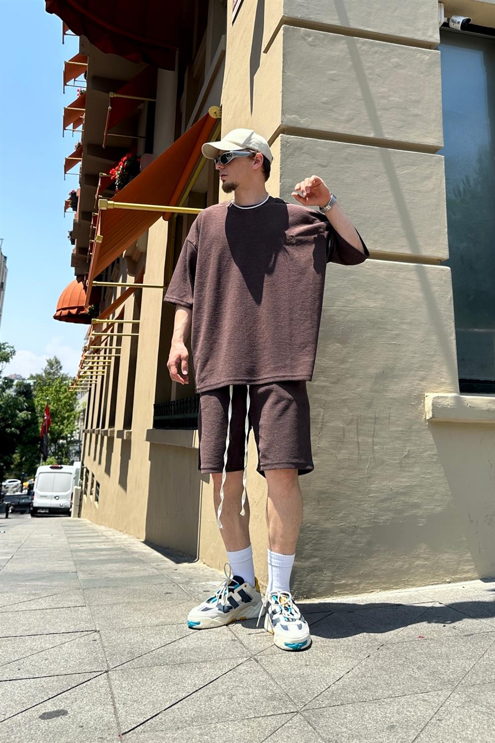 Fundayz Premium Reverse Kahve Oversize Takım TKM130