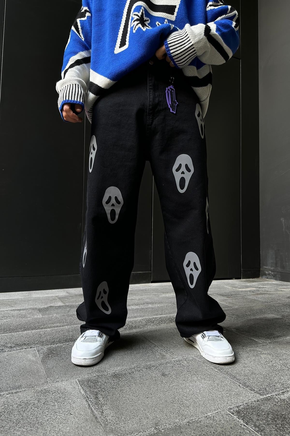 Fundayz Reflektif Ghost Baskılı Siyah Baggy Jean Pantolon P858