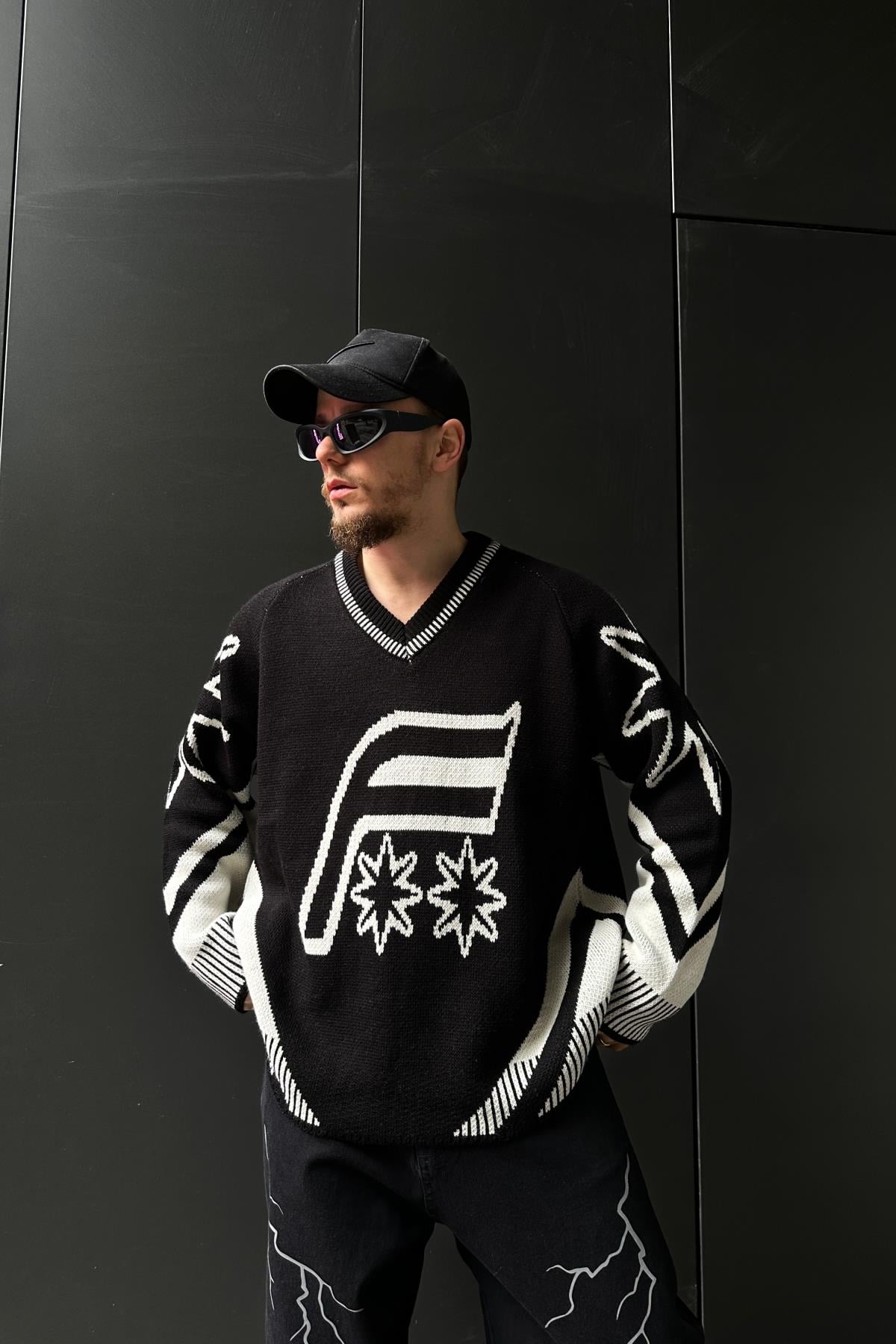 Fundayz Siyah Oversize Kazak SW1073