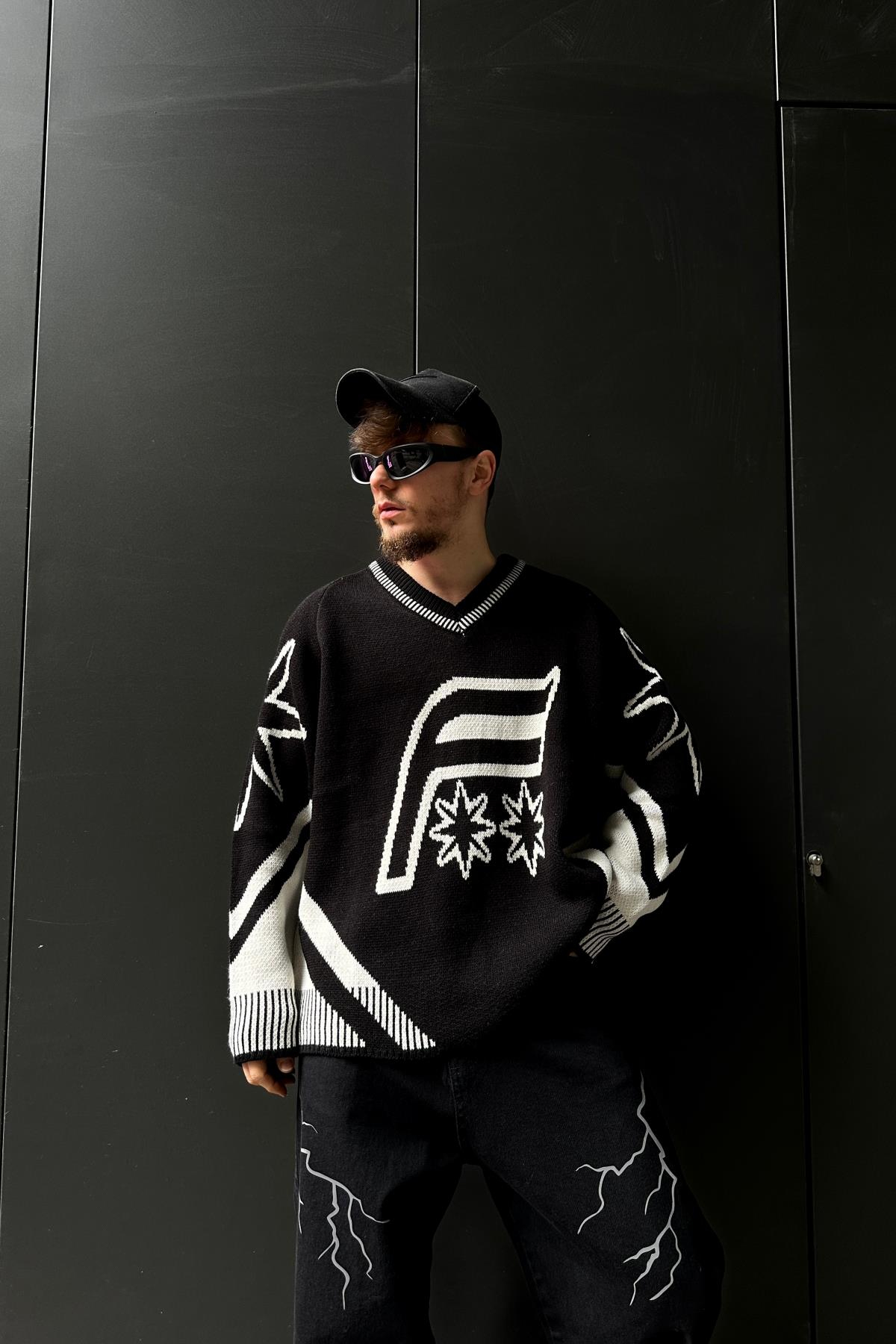 Fundayz Siyah Oversize Kazak SW1073