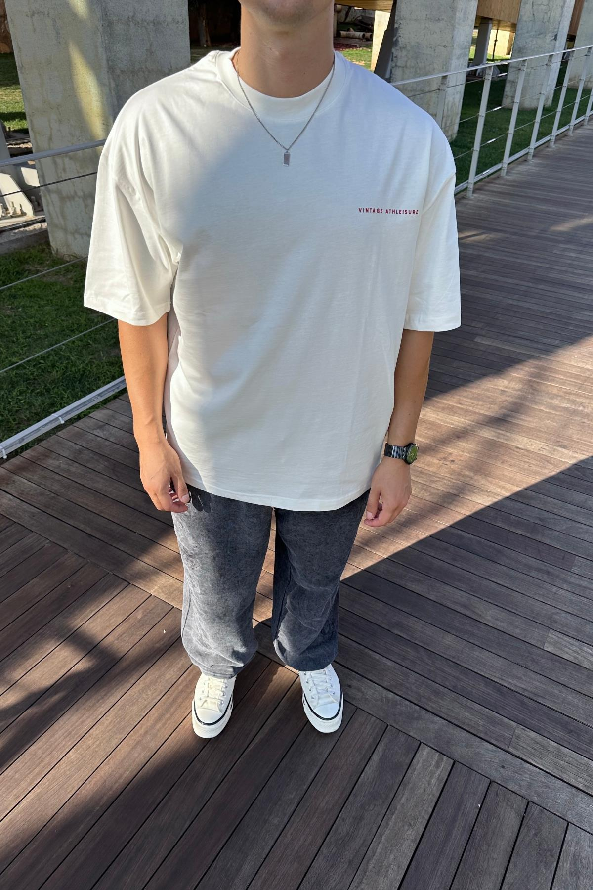 Goodrich Baskılı Krem Oversize Tshirt T1187