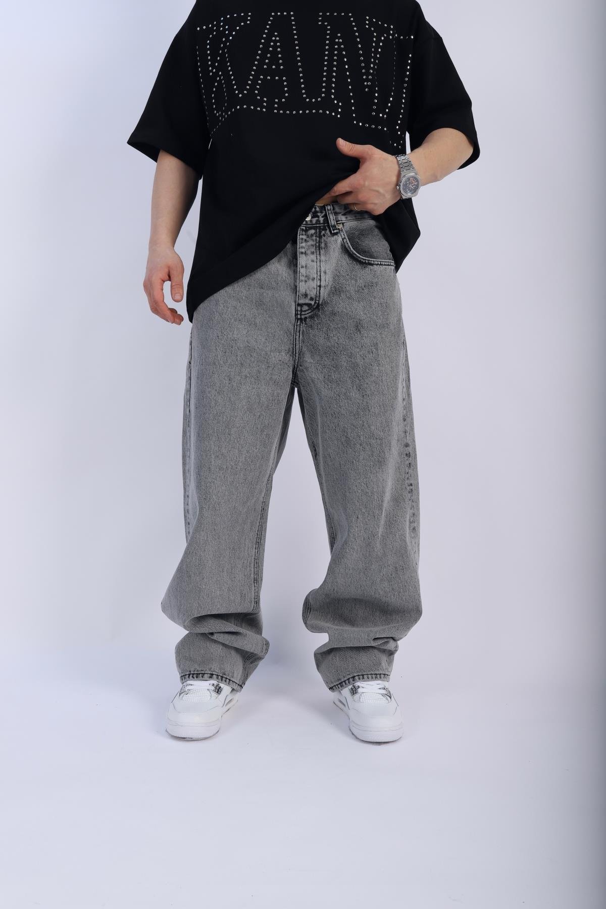 Gri Basic Baggy Jean Pantolon P912