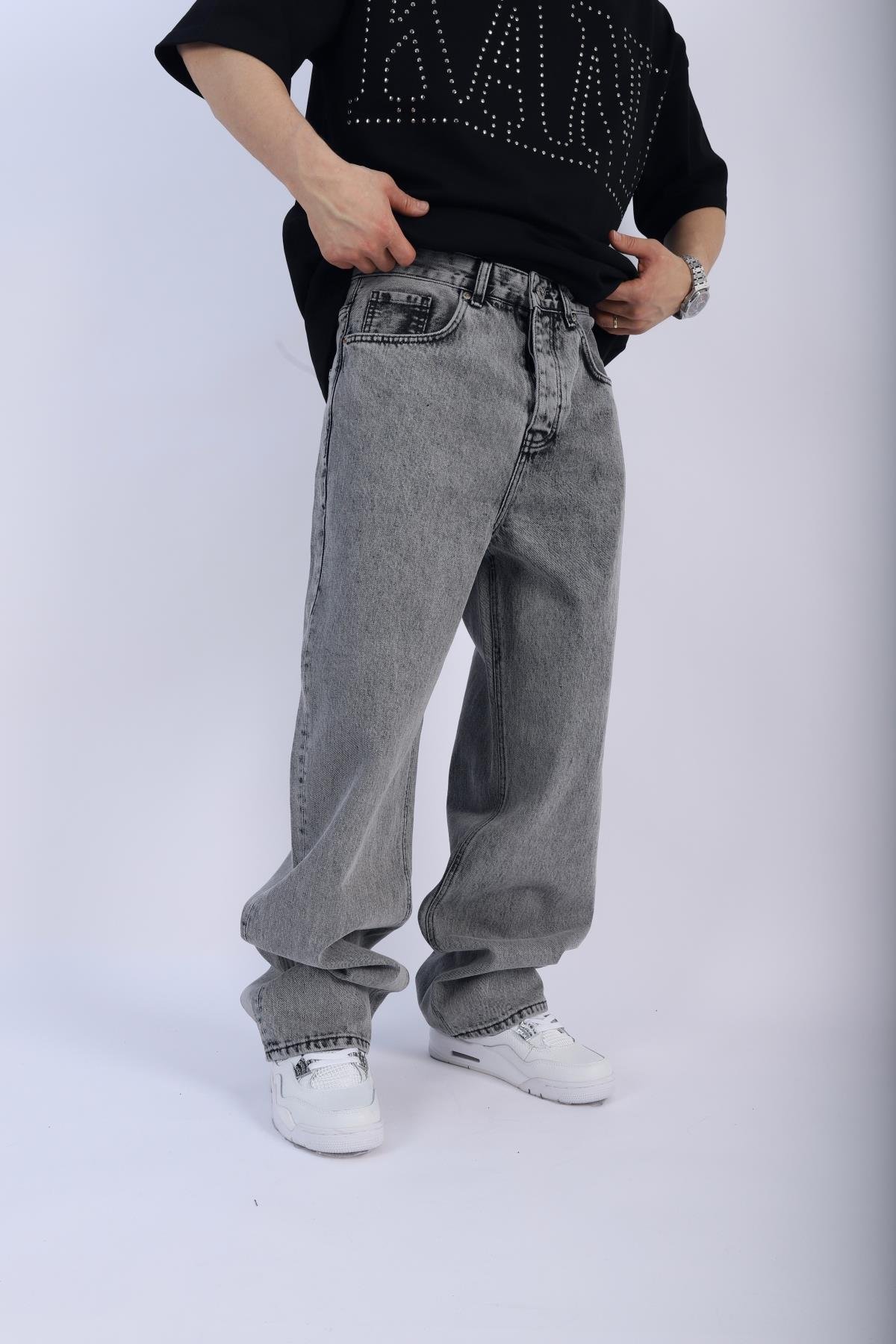 Gri Basic Baggy Jean Pantolon P912