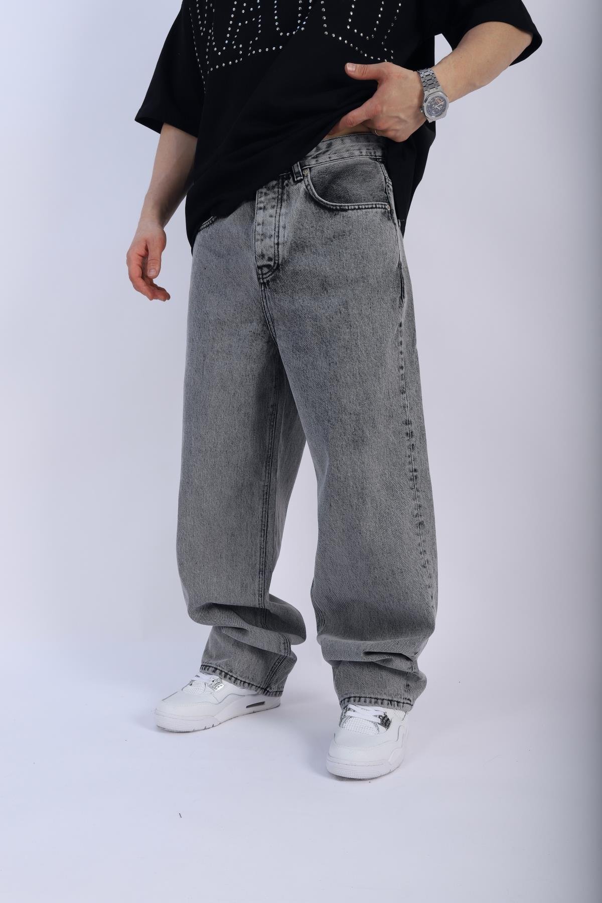 Gri Basic Baggy Jean Pantolon P912