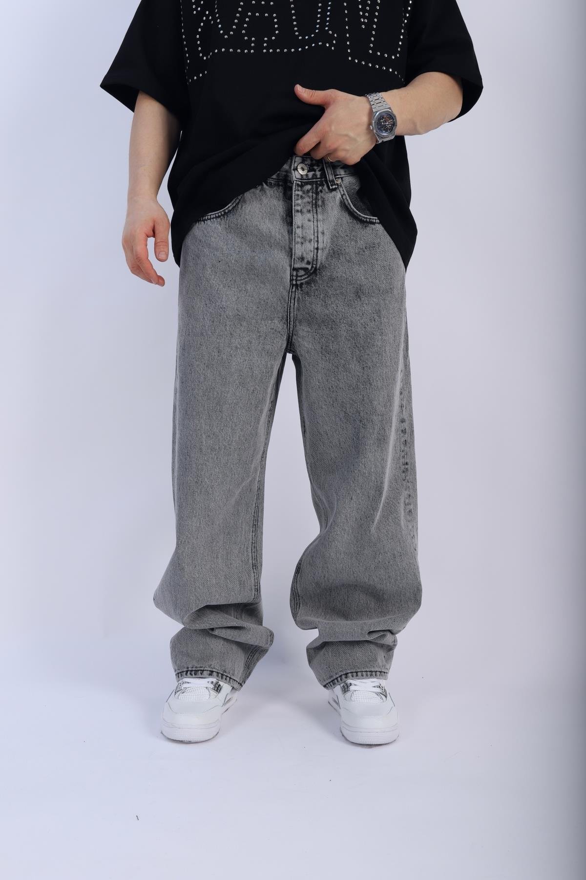 Gri Basic Baggy Jean Pantolon P912